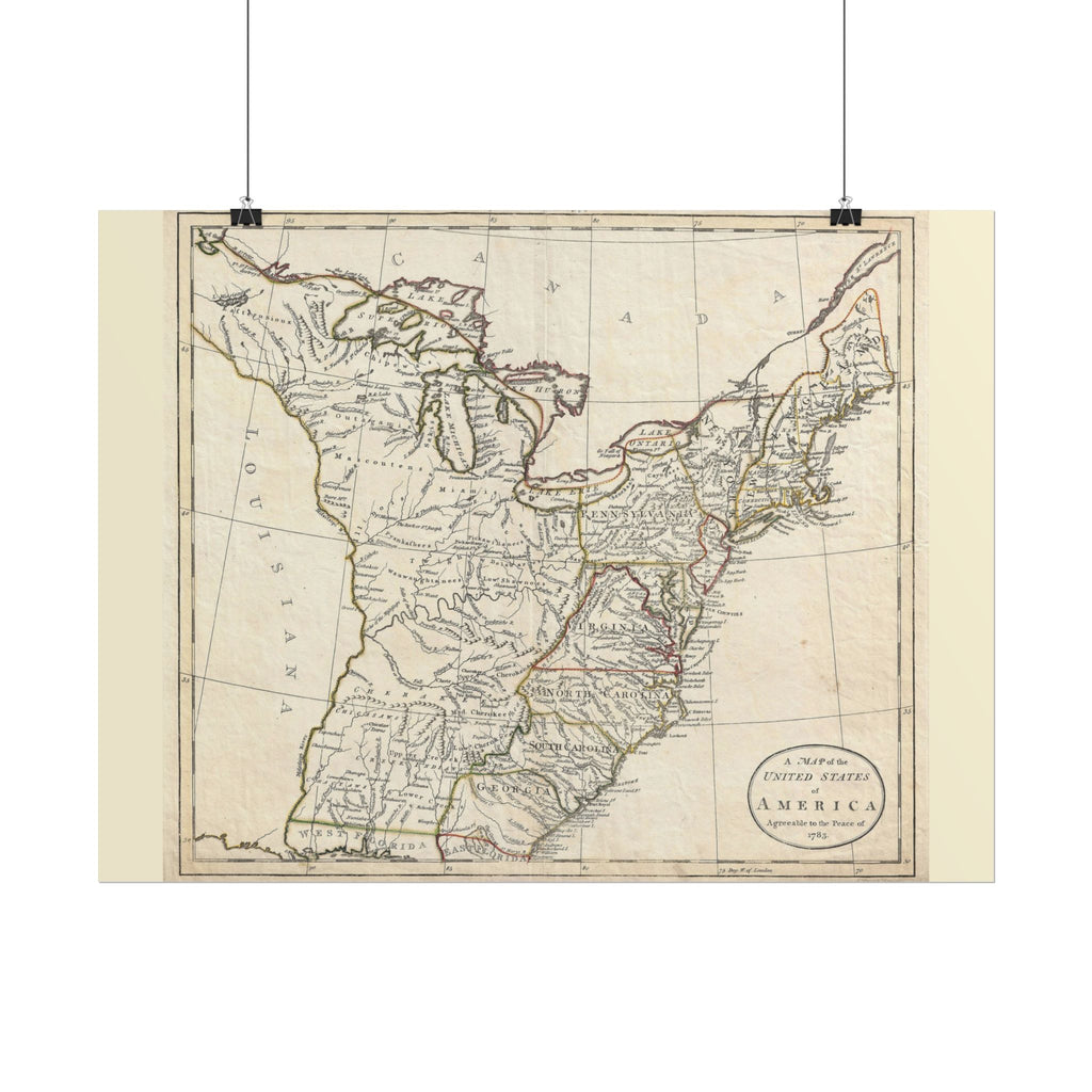 United States of America Historic Map (c. 1783) Rolled Poster | Antique Map Wall Art