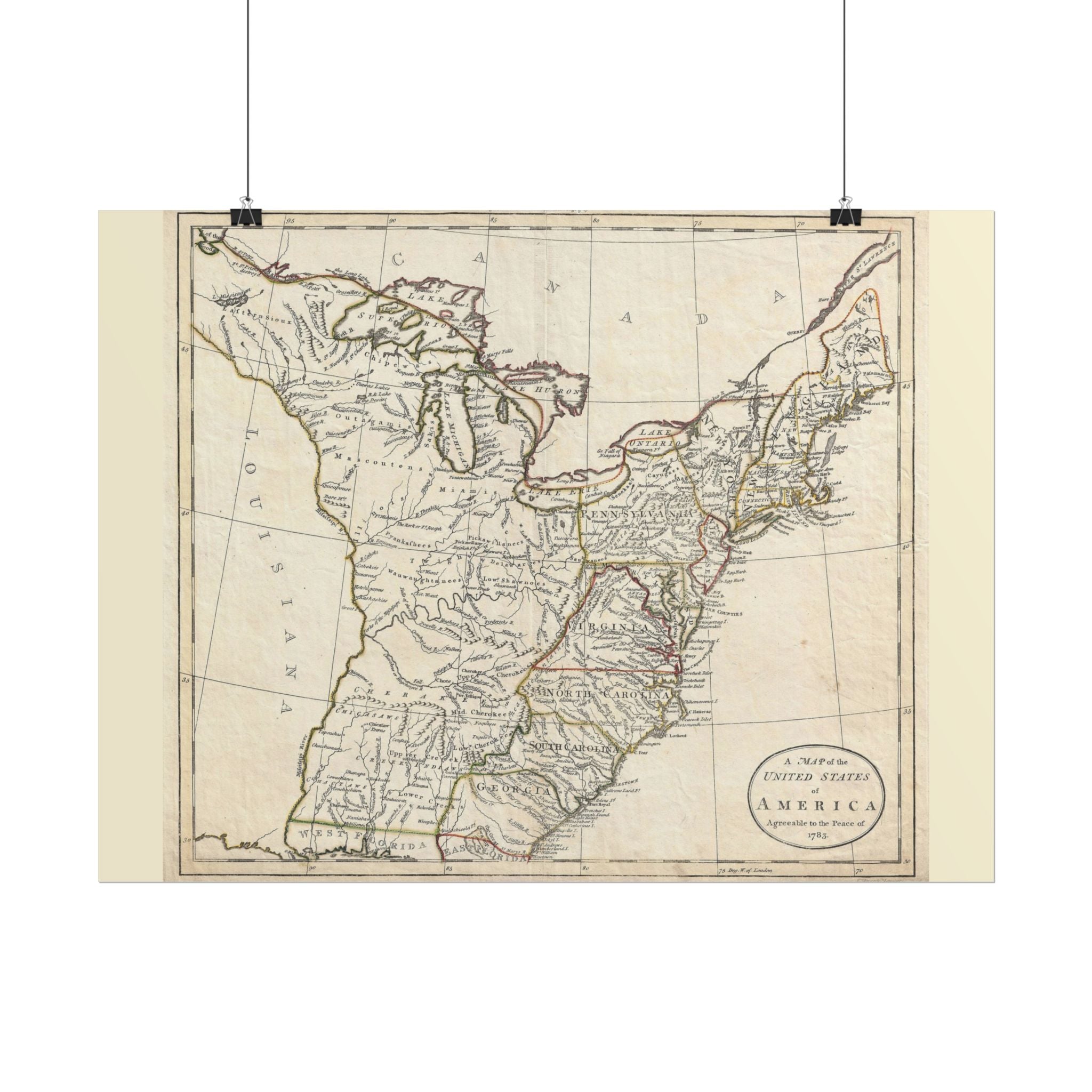 United States of America Historic Map (c. 1783) Rolled Poster | Antique Map Wall Art