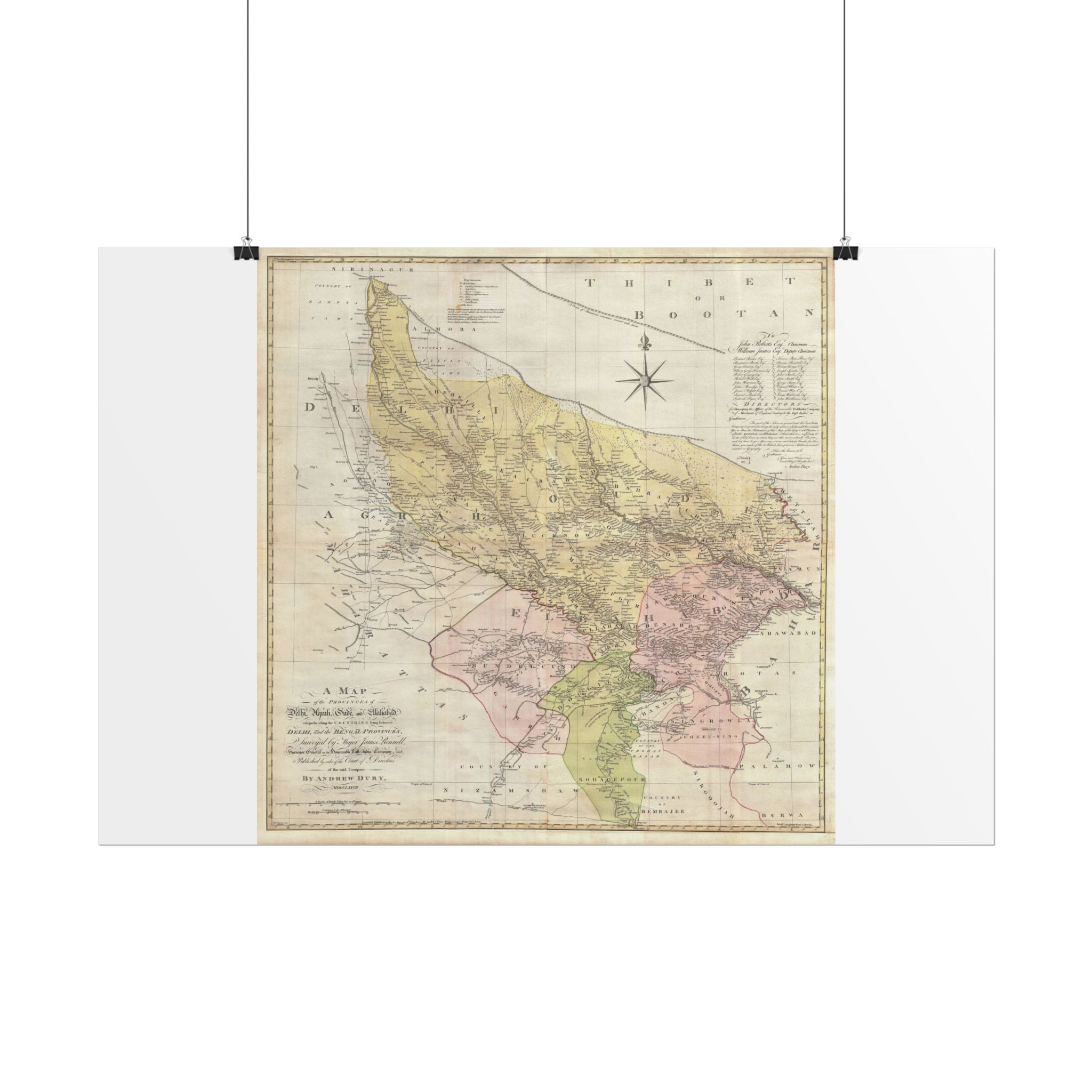 Delhi, India Historic City Map (c. 1777) Rolled Poster | Vintage Map Wall Art