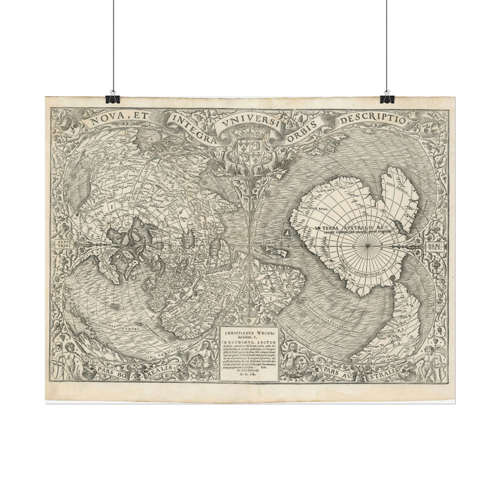 World Atlas Historic Map (c. 1540) Rolled Poster | Vintage Map Wall Art