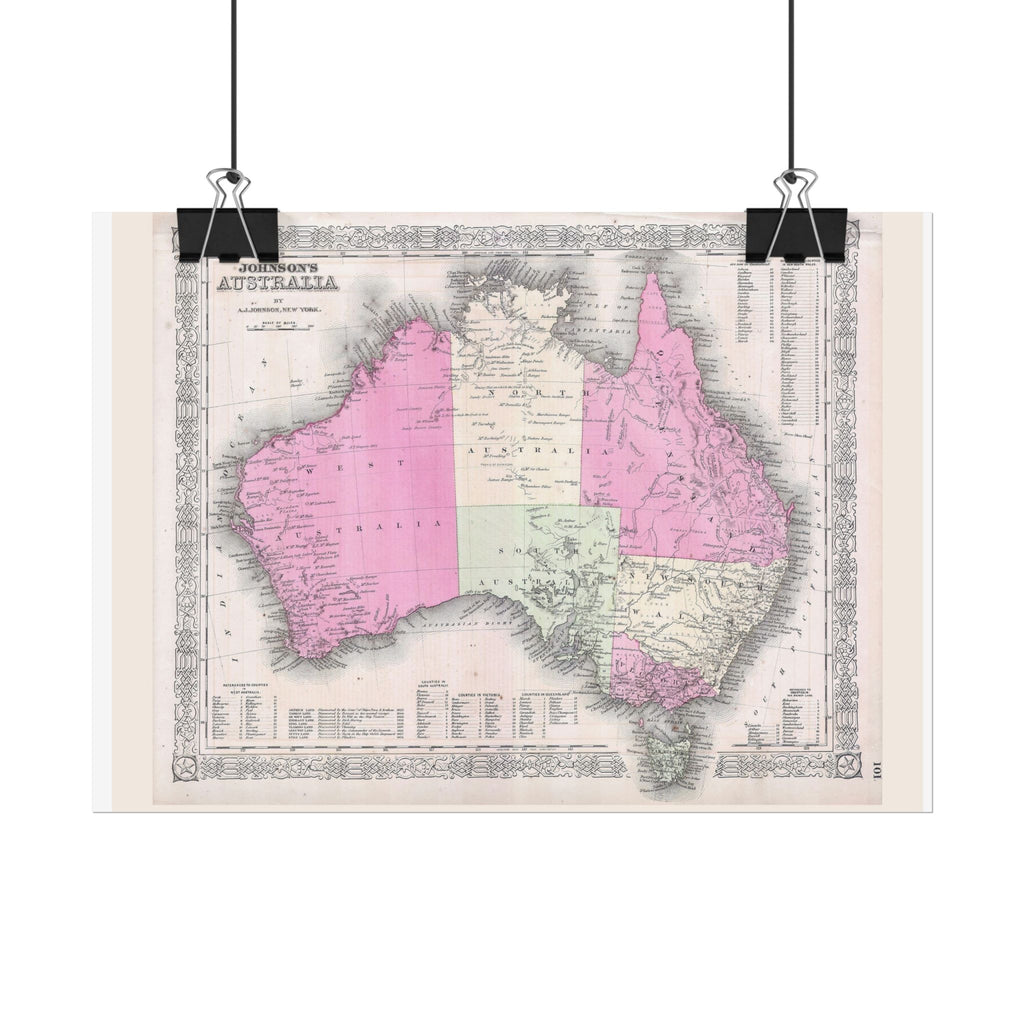 Australia Historic Map (c. 1865) Rolled Poster | Vintage Map Wall Art