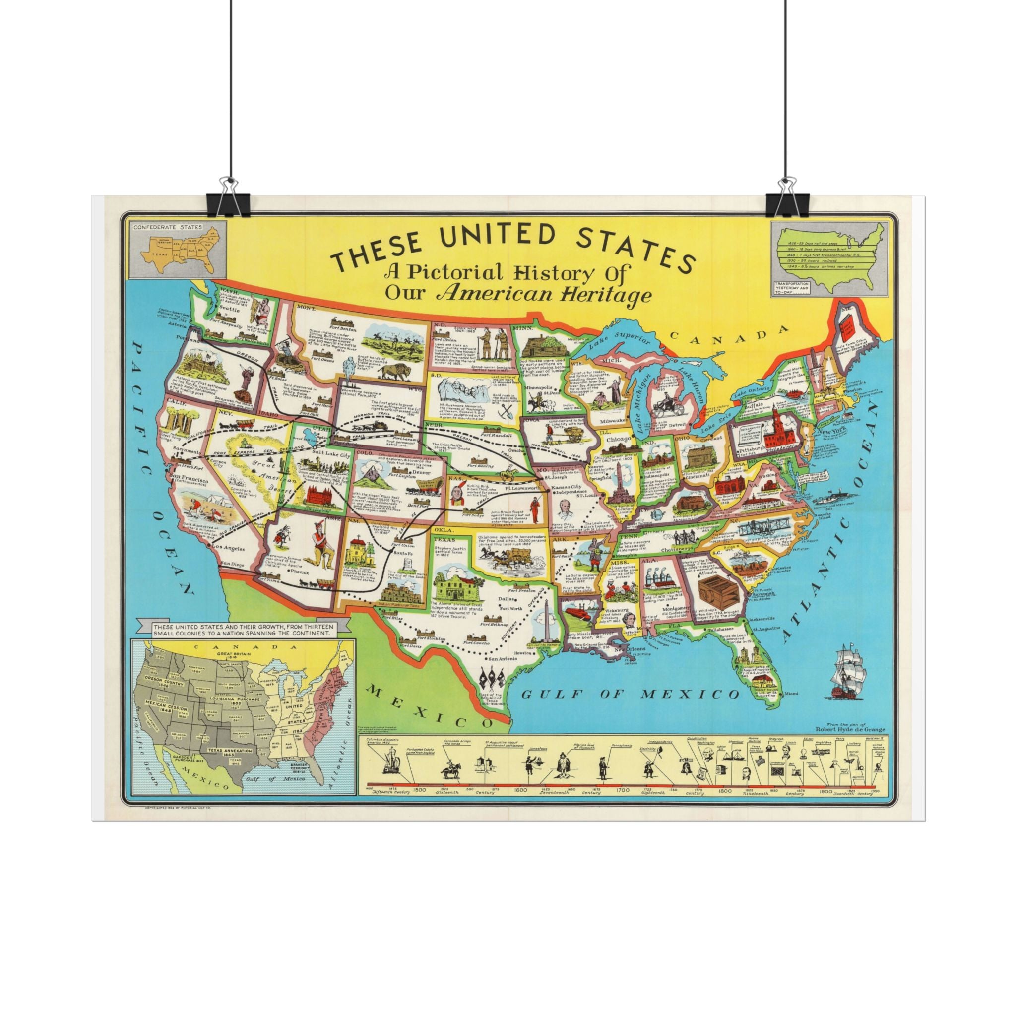 United States of America Historic Map (c. 1949) Rolled Poster | Vintage Map Wall Art