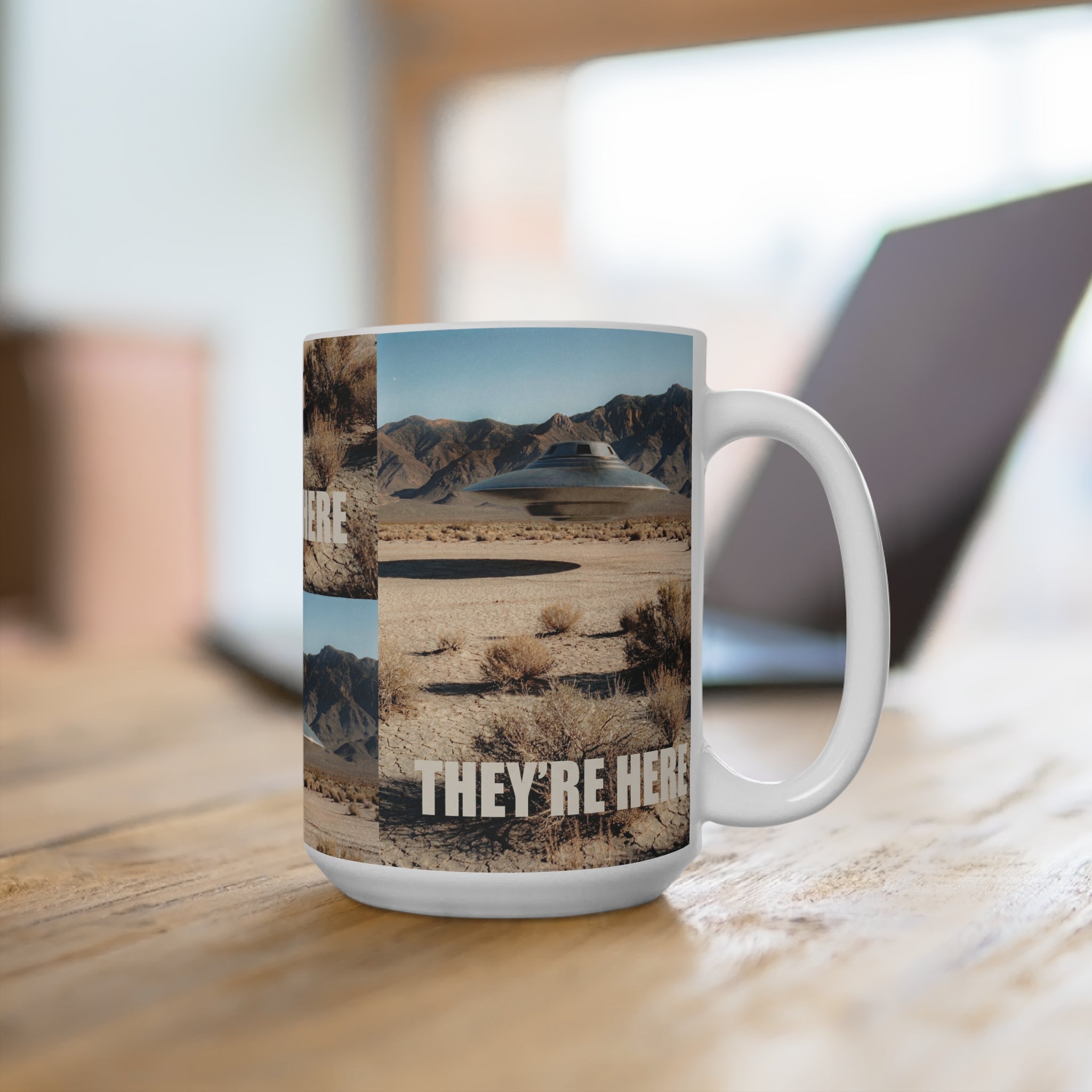 They're Here Desert UFO/UAP Mug 15oz