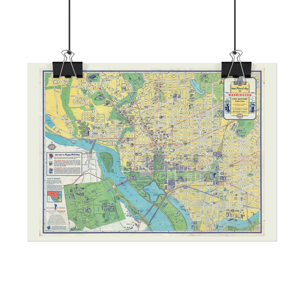 Washington DC (c. 1930s) Historic City Map Rolled Poster | Vintage Map Wall Art