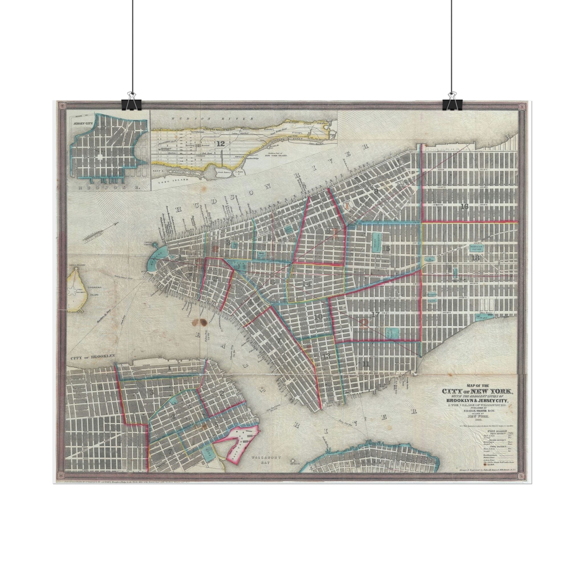 New York City (c. 1850) Historic City Map Rolled Poster | Vintage Map Wall Art