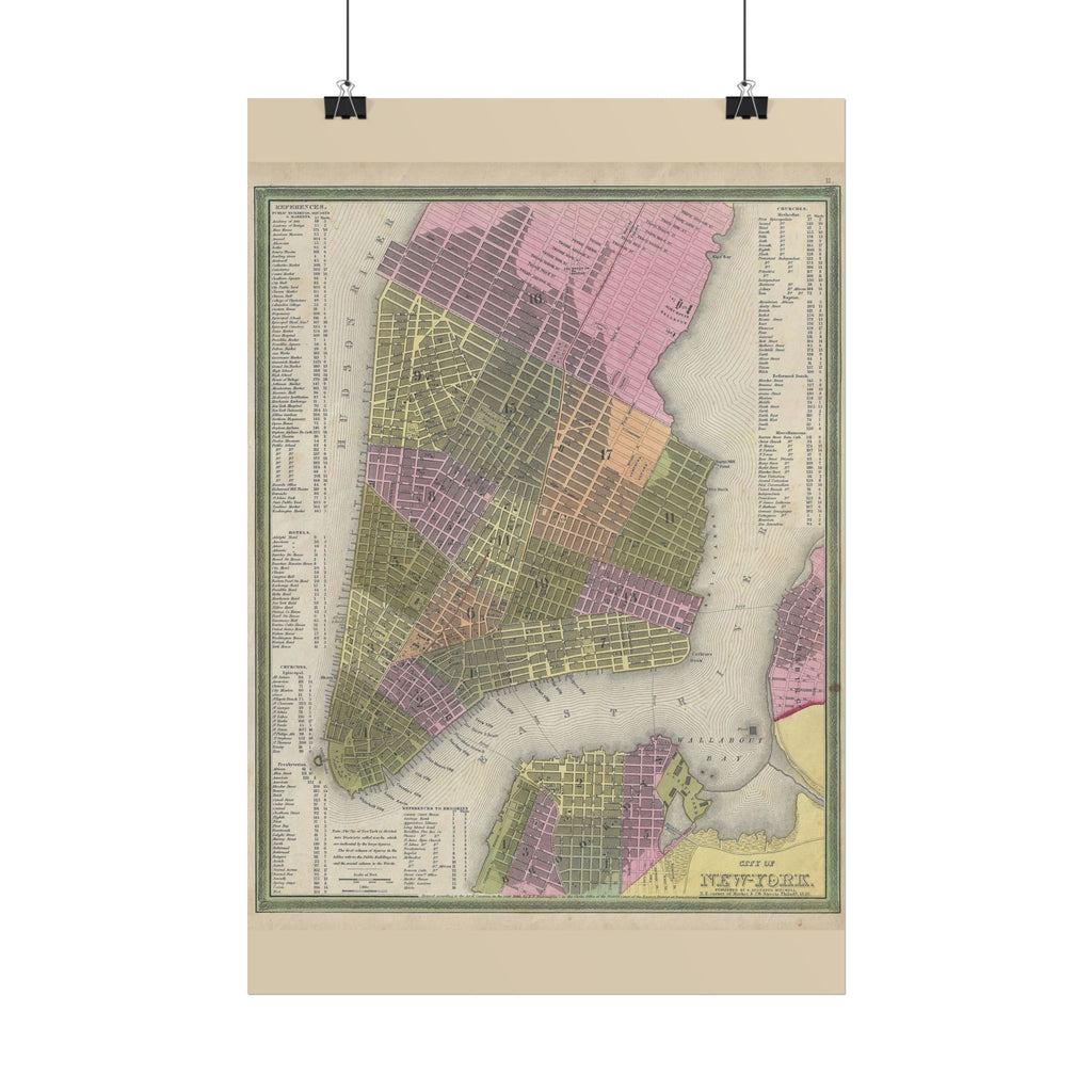 New York City (c. 1846) Historic City Map Rolled Poster | Vintage Map Wall Art