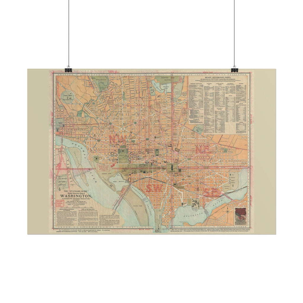 Washington DC (c. 1912) Historic City Map Rolled Poster | Vintage Map Wall Art