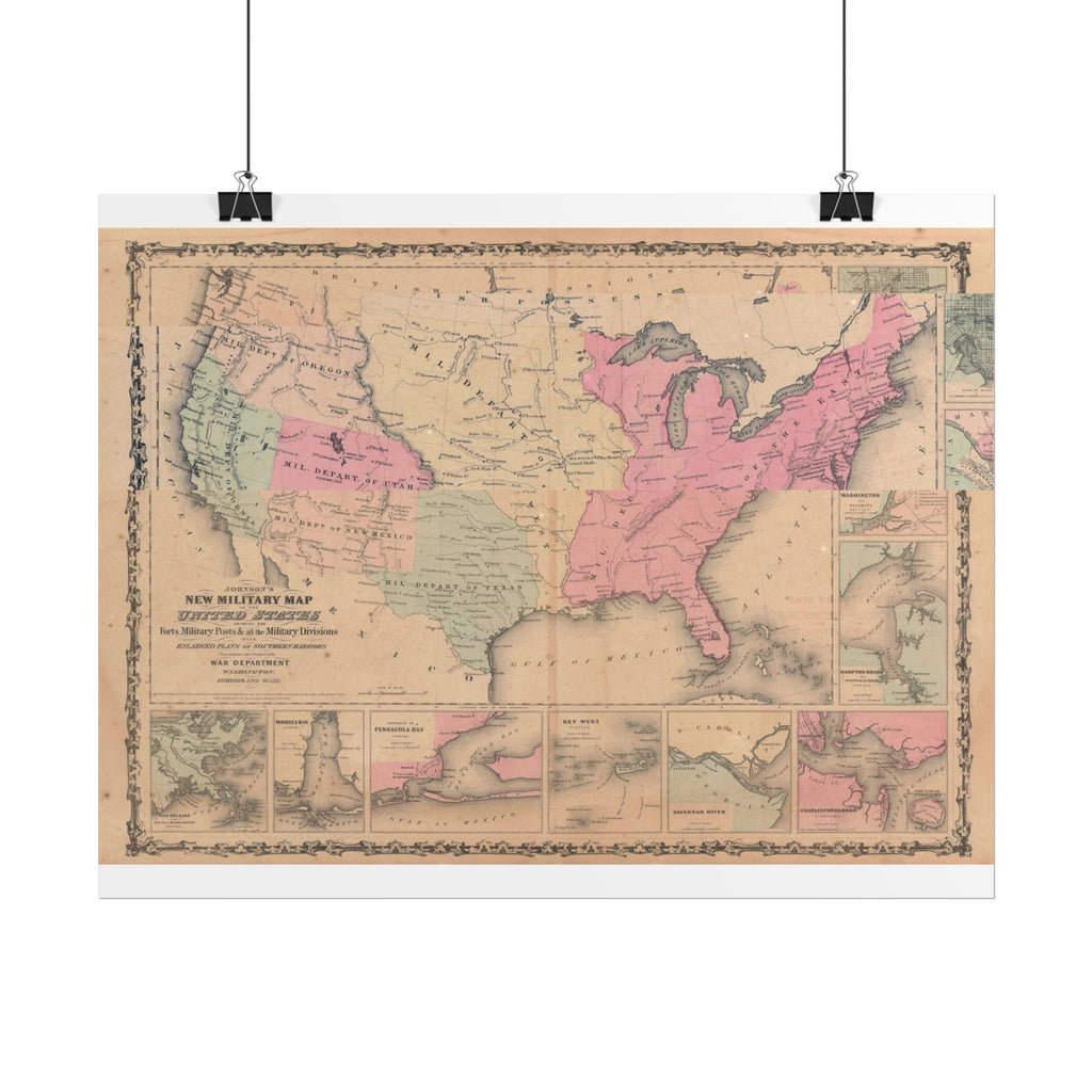 United States of America Historic Military Map (c. 1862) Rolled Poster | Vintage Map Wall Art
