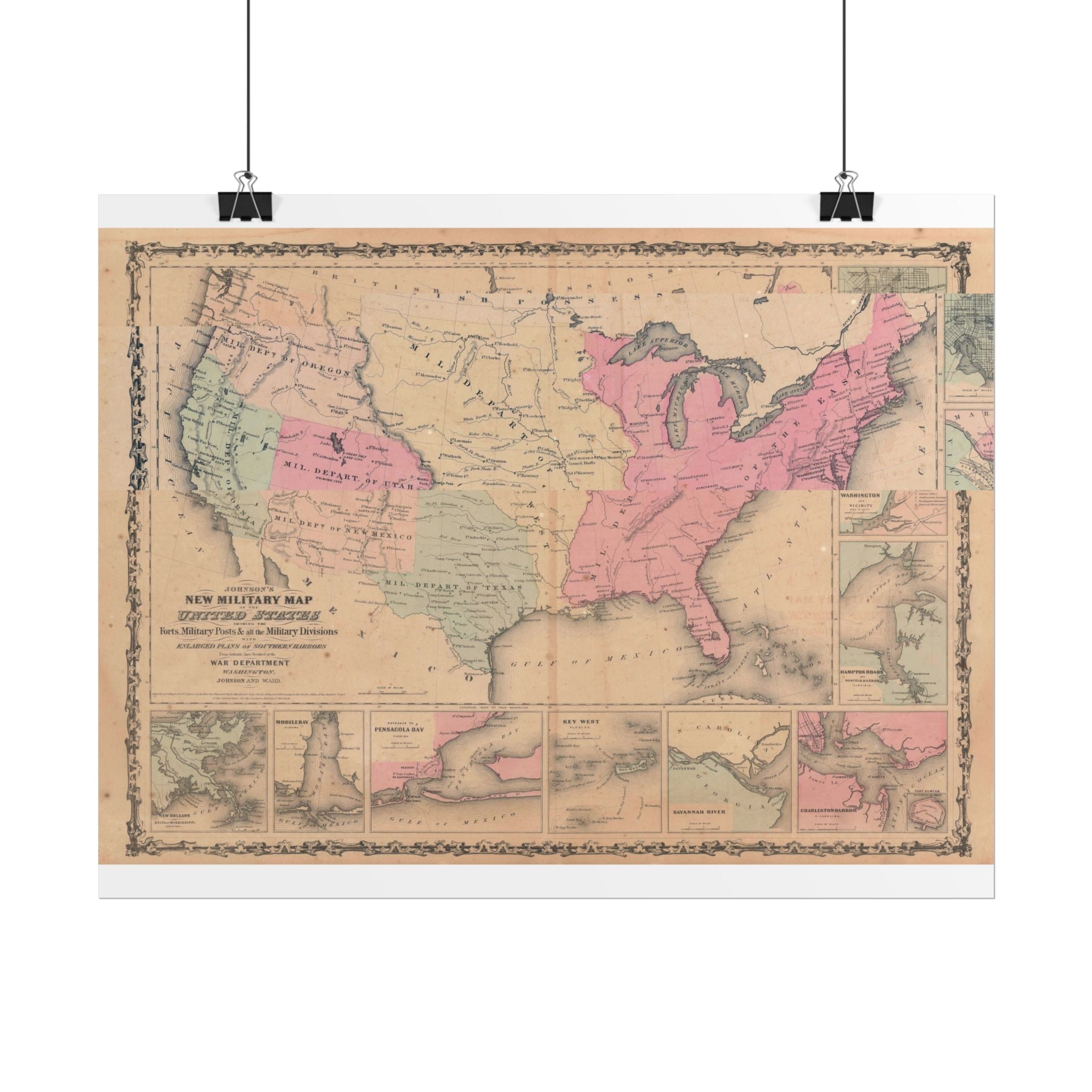 United States of America Historic Military Map (c. 1862) Rolled Poster | Vintage Map Wall Art