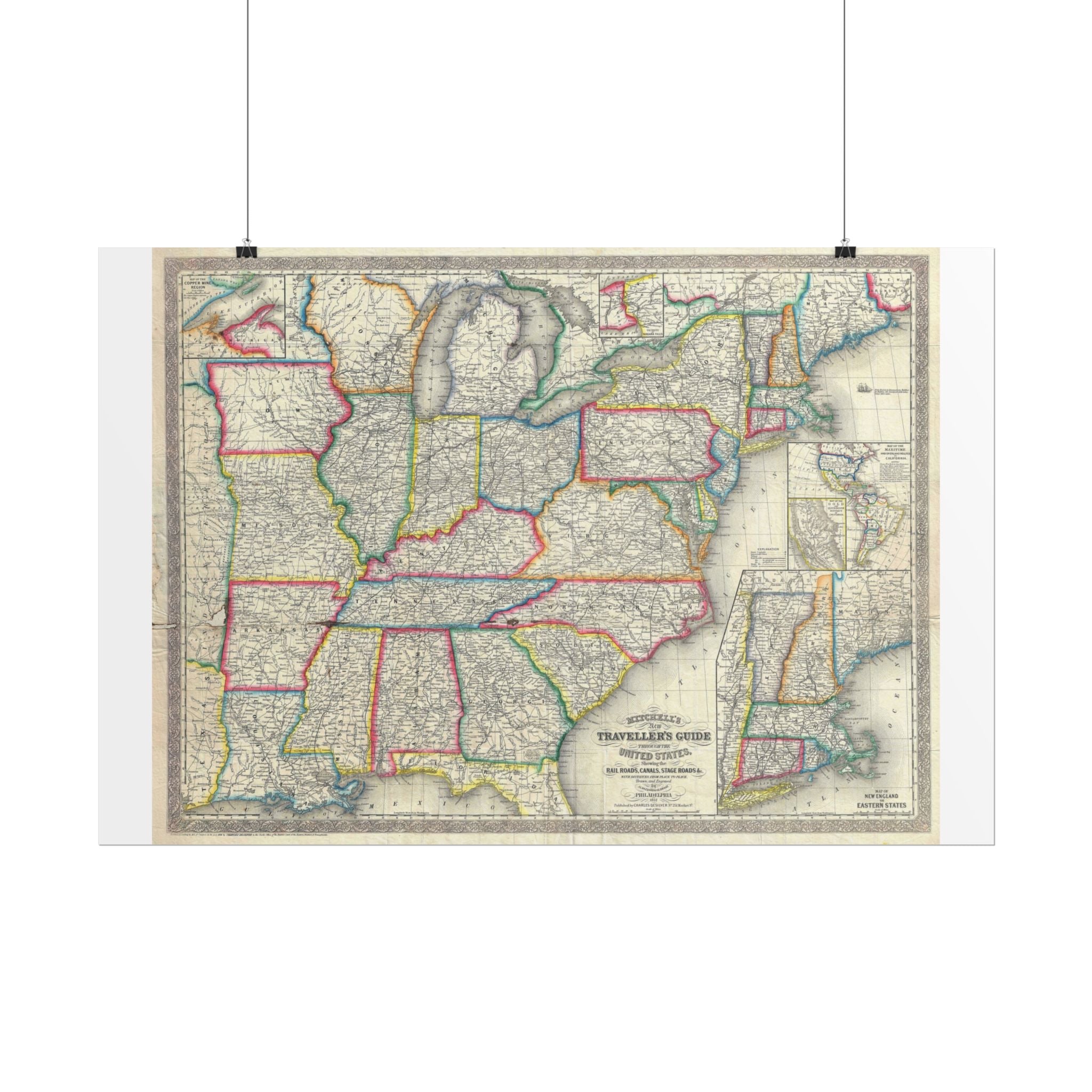 United States of America Historic Map (c. 1857) Rolled Poster | Vintage Map Wall Art
