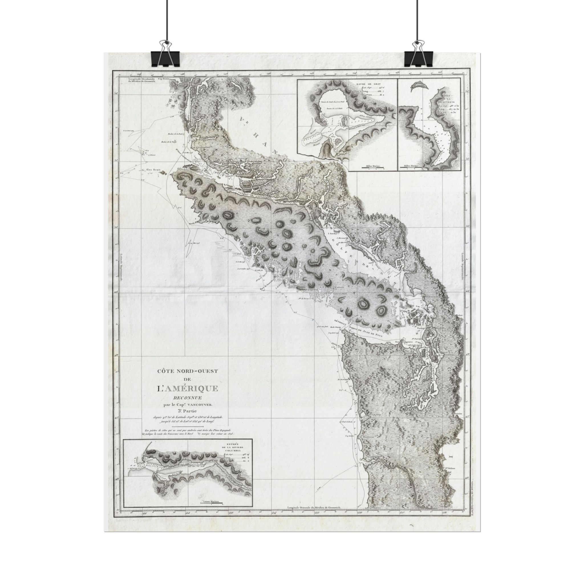 Vancouver, Canada Historic Map (c. 1799) Rolled Poster | Antique City Map Wall Art
