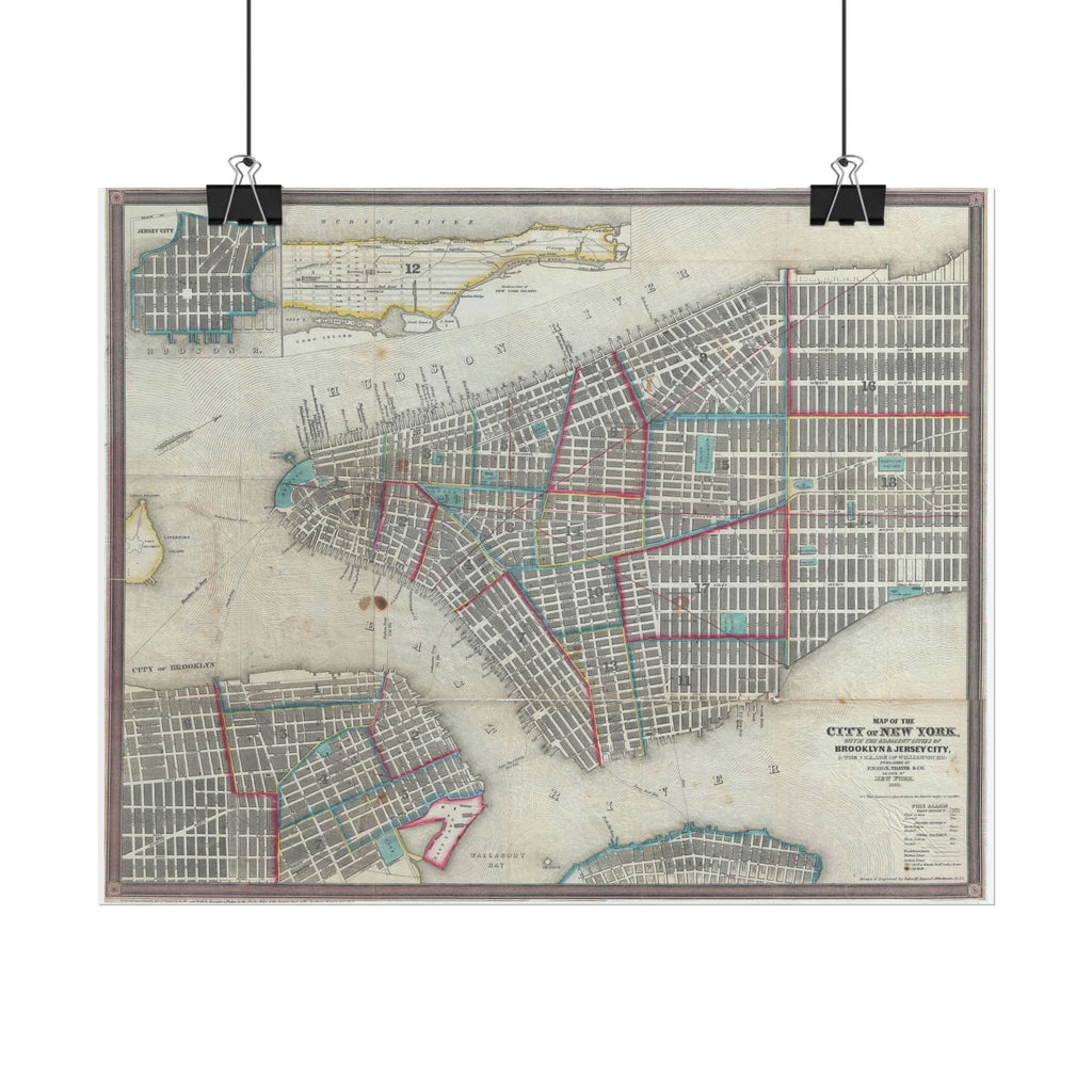 New York City (c. 1850) Historic City Map Rolled Poster | Vintage Map Wall Art