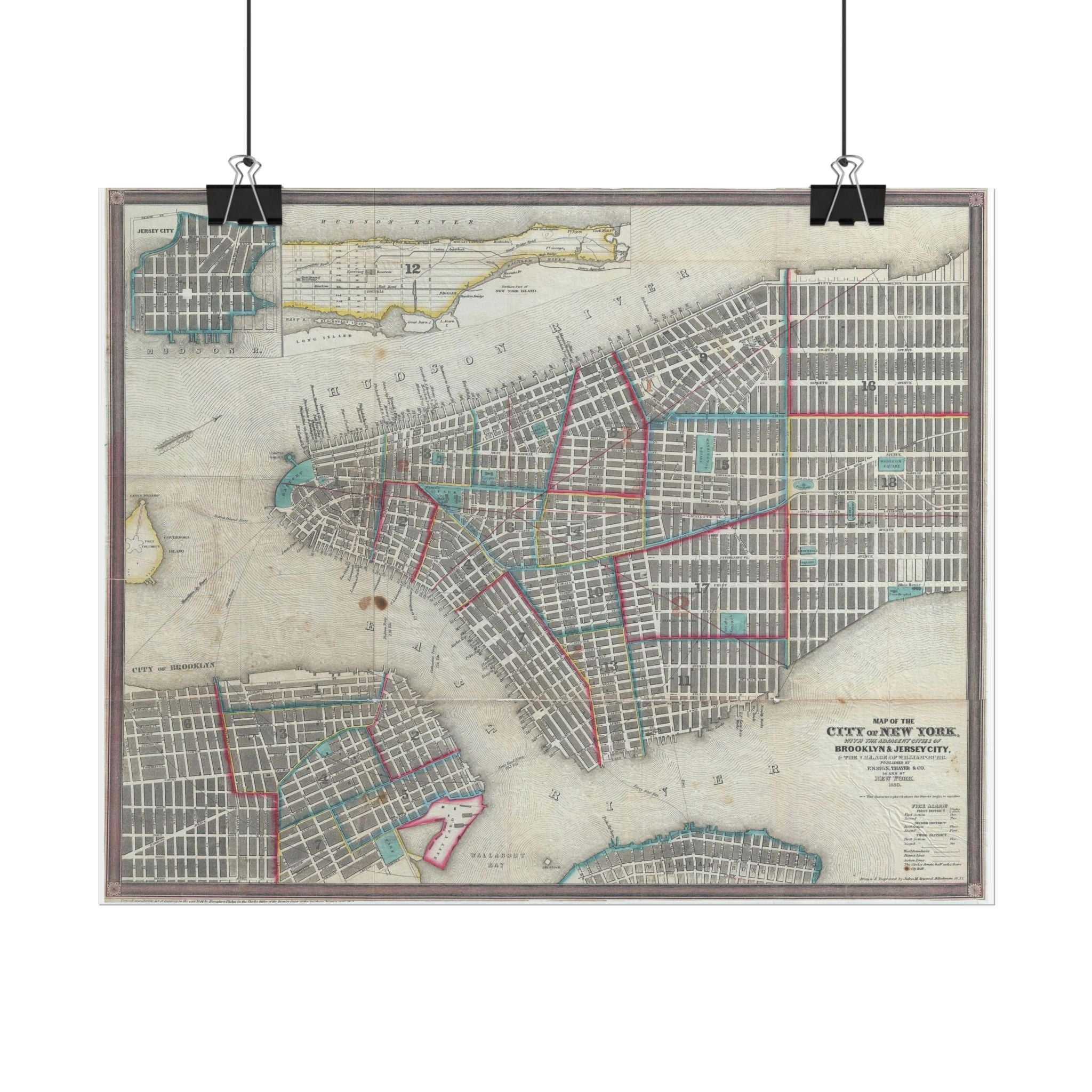 New York City (c. 1850) Historic City Map Rolled Poster | Vintage Map Wall Art
