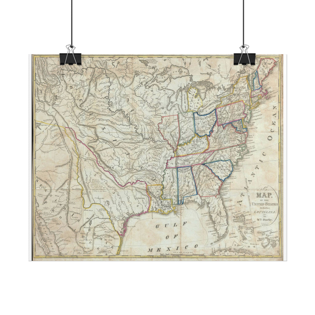 United States of America Historic Map (c. 1818) Rolled Poster | Vintage Map Wall Art
