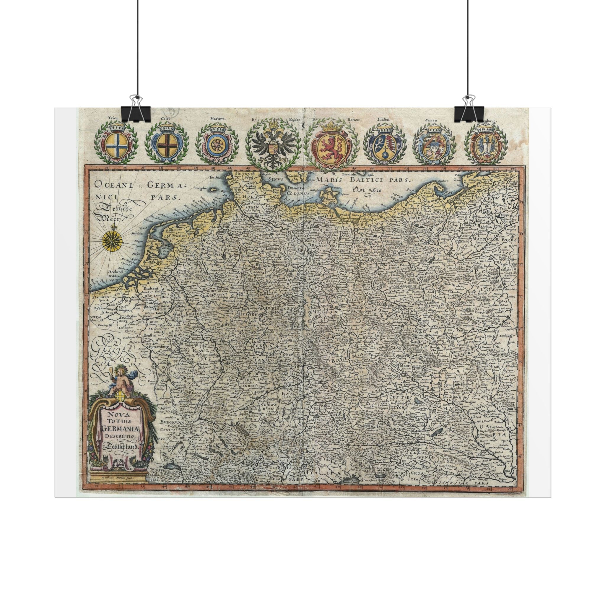 Germania Historic Map (c.1649) Rolled Poster | Vintage Map Wall Art