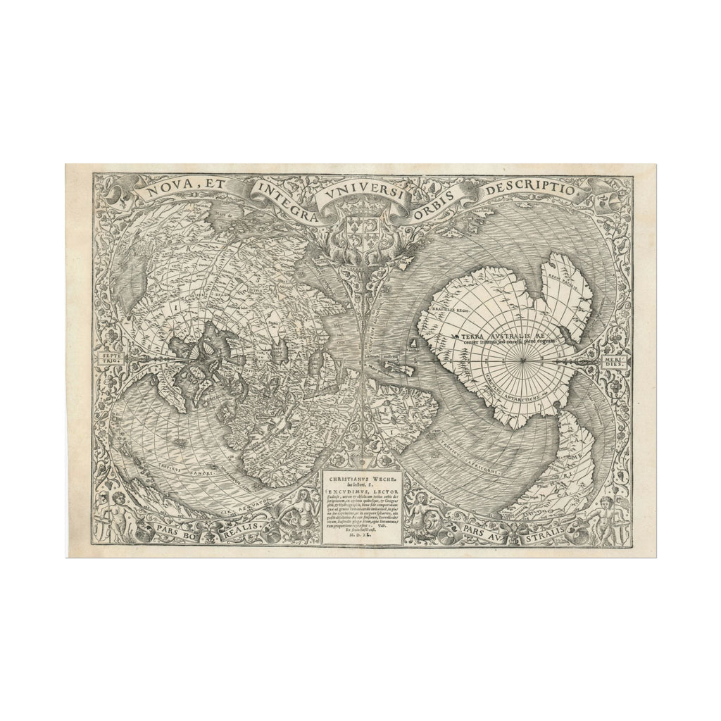 World Atlas Historic Map (c. 1540) Rolled Poster | Vintage Map Wall Art