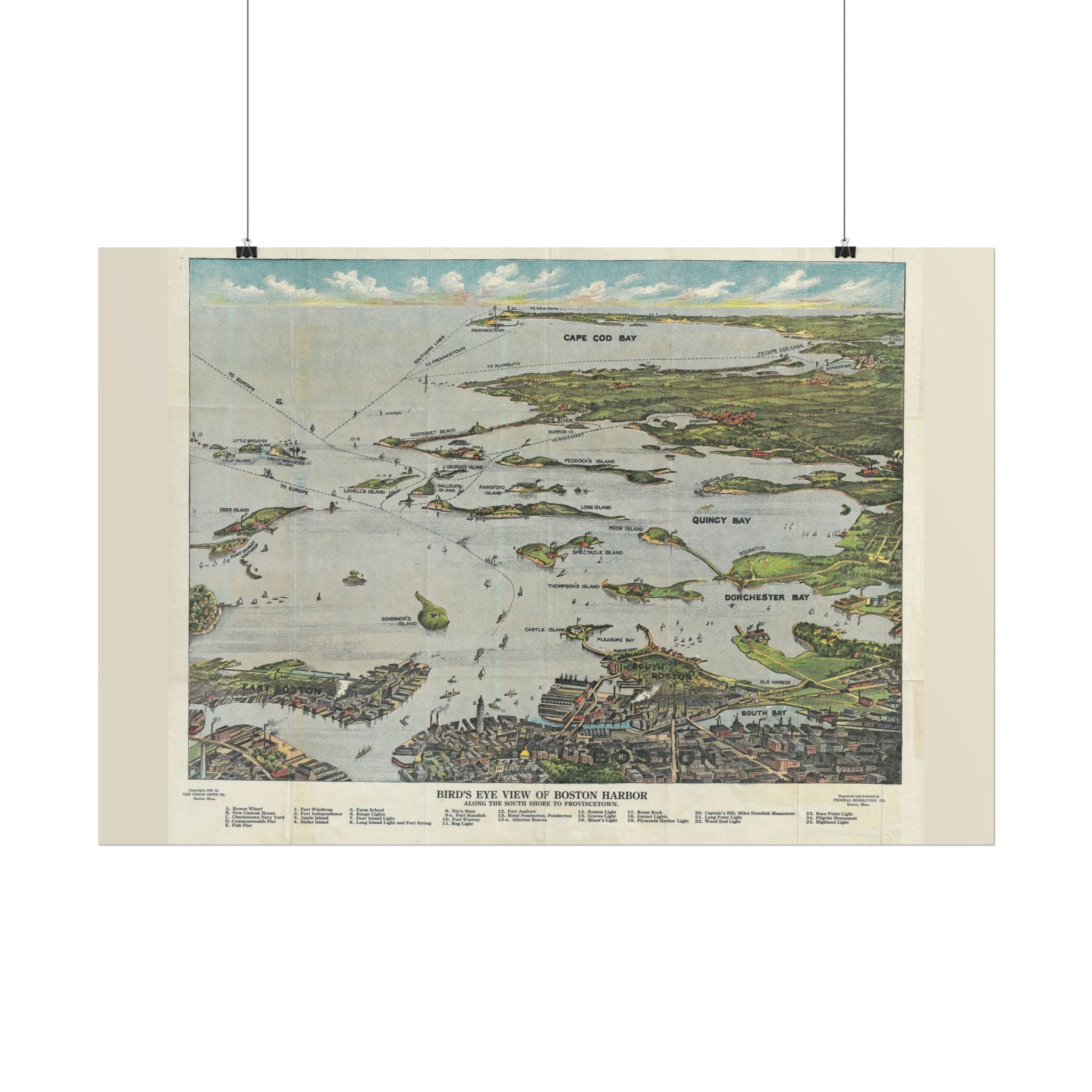 Boston Harbor (c. 1756) Historic City Map Rolled Poster | Vintage Map Wall Art