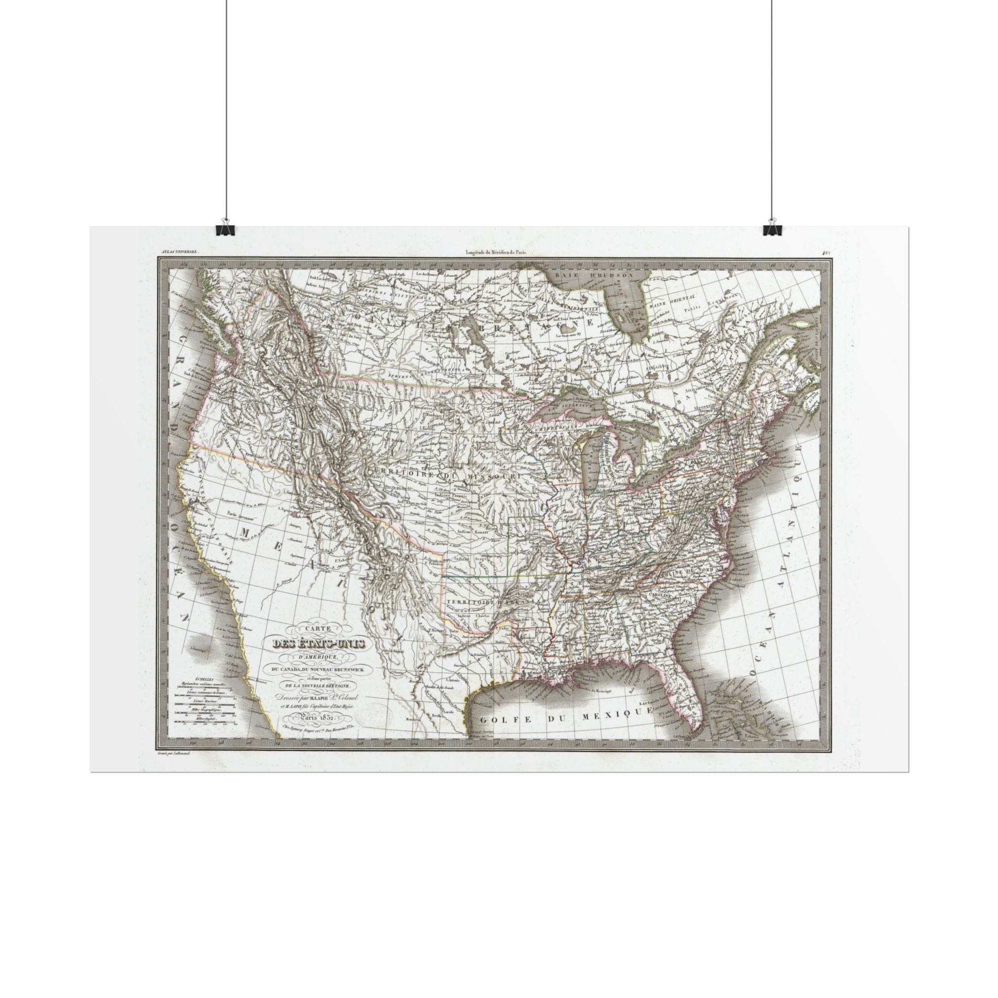 United States of America Historic Map (c. 1829) Rolled Poster | Vintage Map Wall Art