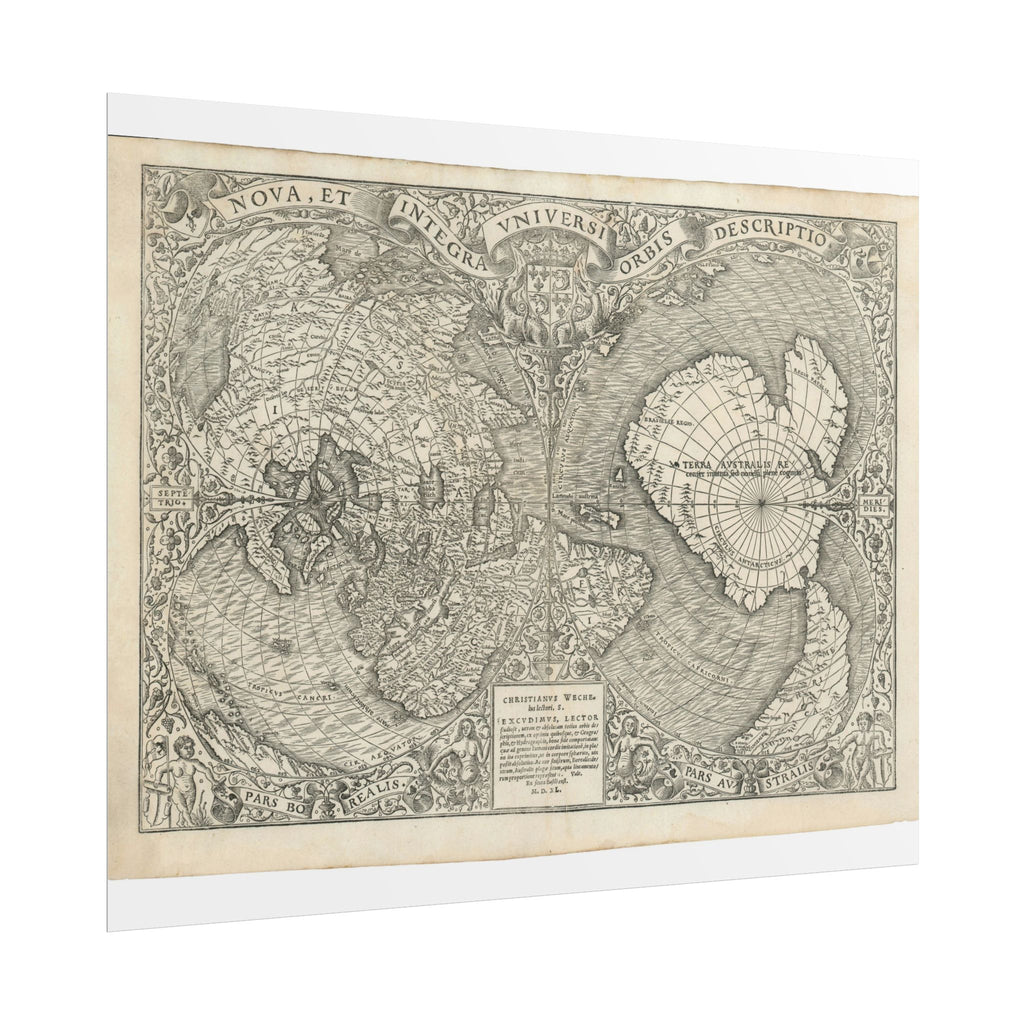 World Atlas Historic Map (c. 1540) Rolled Poster | Vintage Map Wall Art