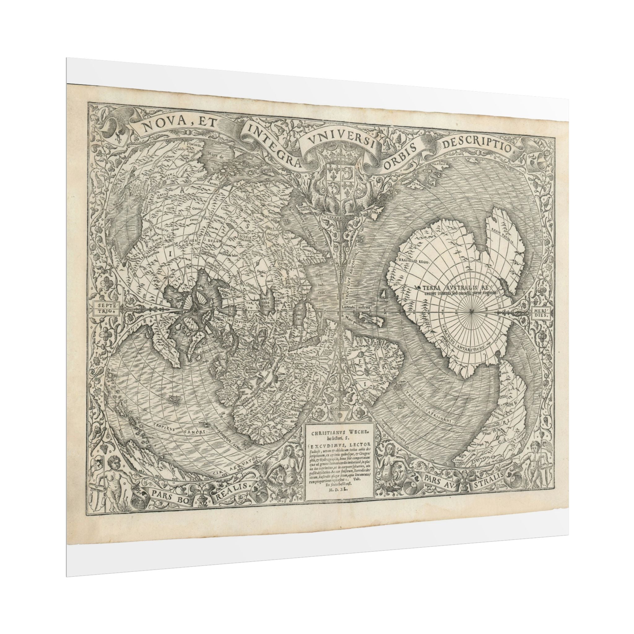 World Atlas Historic Map (c. 1540) Rolled Poster | Vintage Map Wall Art