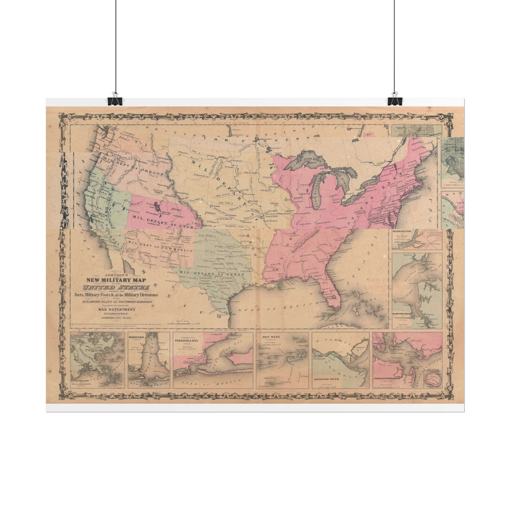 United States of America Historic Military Map (c. 1862) Rolled Poster | Vintage Map Wall Art