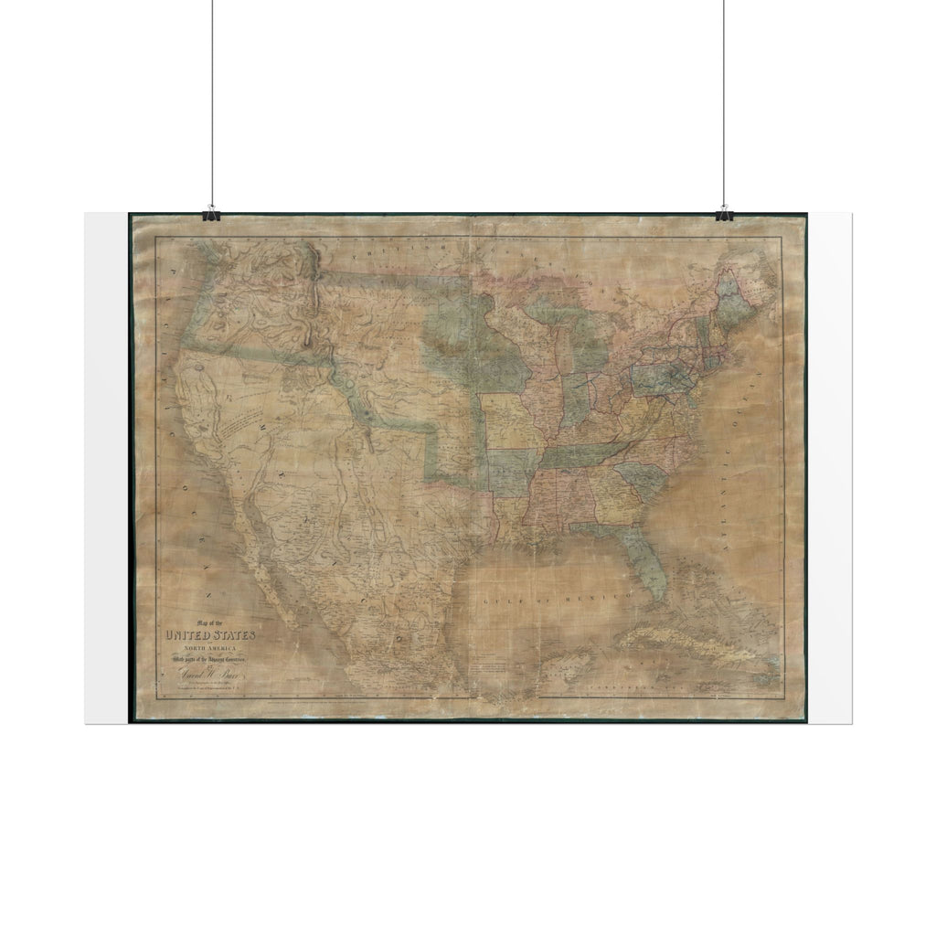 United States of America Historic Map (c. 1839) Rolled Poster | Vintage Map Wall Art