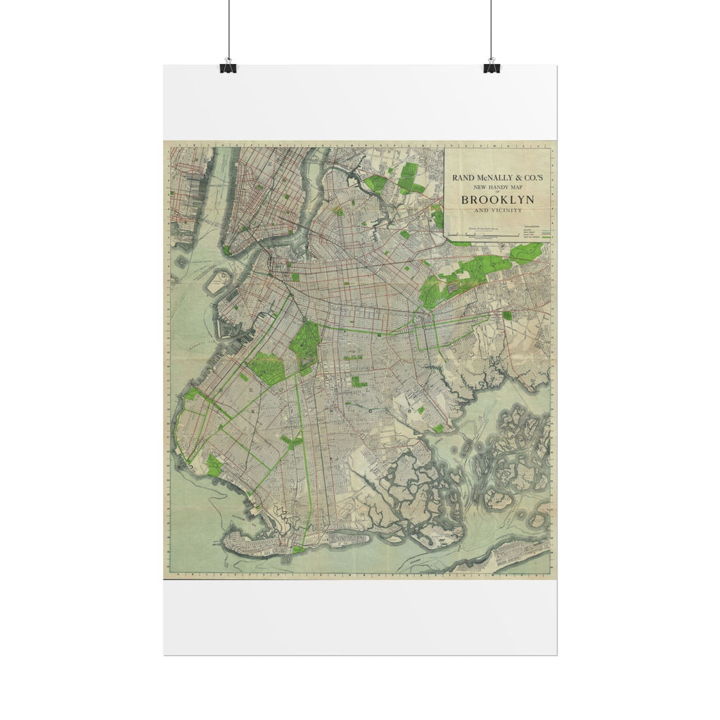 Brooklyn, New York Historic Map (c. 1911) Rolled Poster | Antique City Map Wall Art