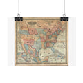 United States of America Historic Map (c. 1854) Rolled Poster | Vintage Map Wall Art