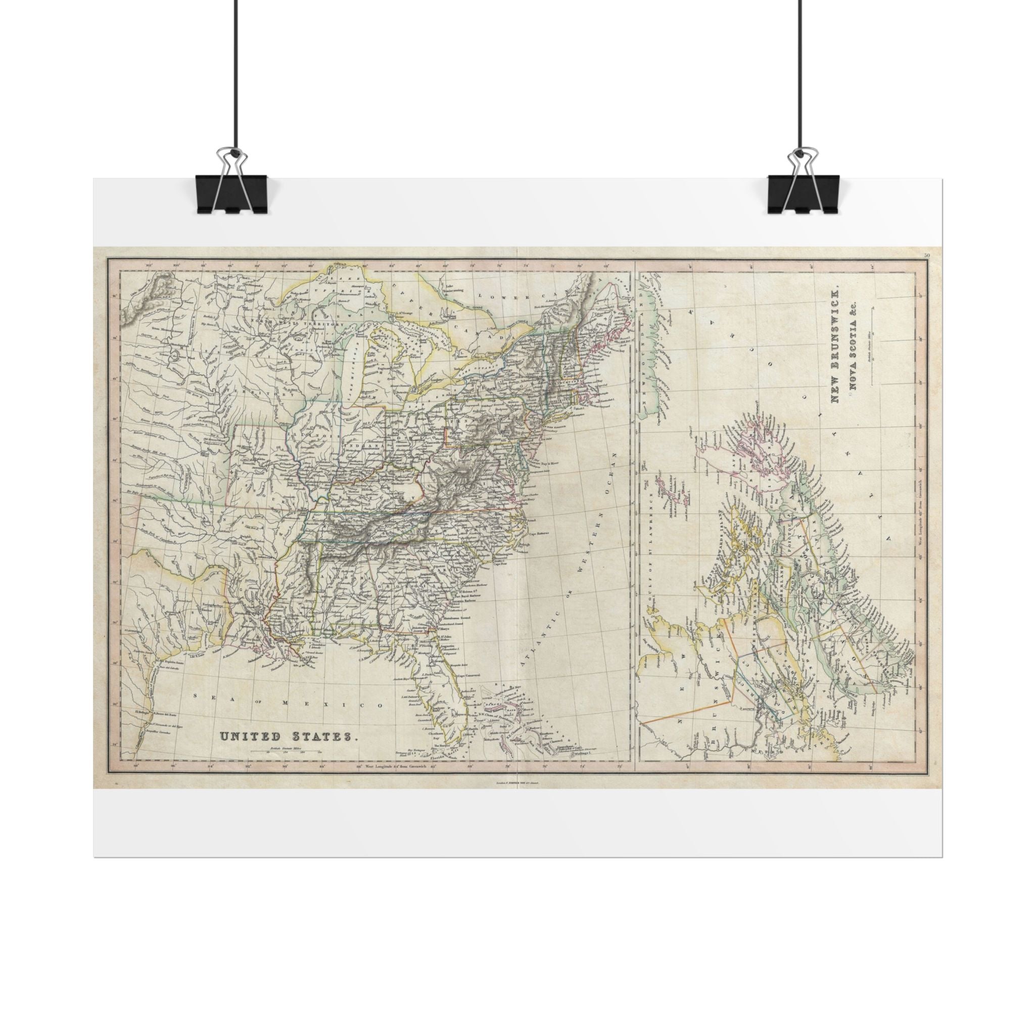 United States of America Historic Map (c. 1830) Rolled Poster | Vintage Map Wall Art