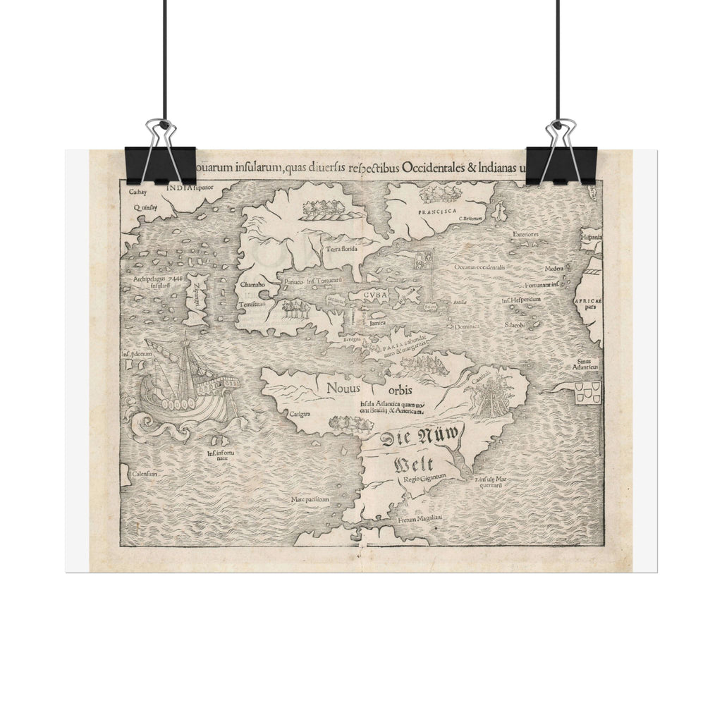 Americas Vintage Map (c. 1552) Rolled Poster | Antique Map Wall Art