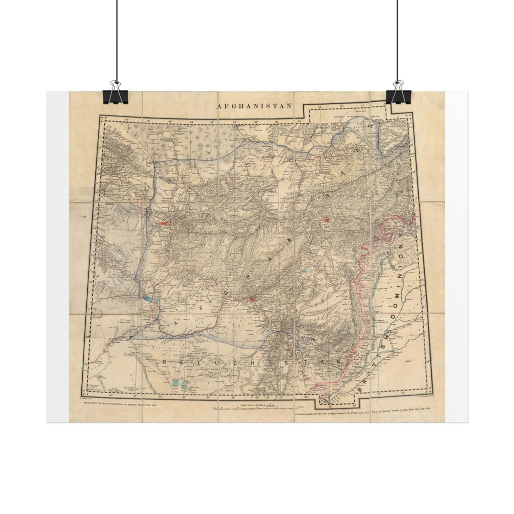 Afghanistan Antique Map (c. 1879) Rolled Poster | Vintage Map Wall Art