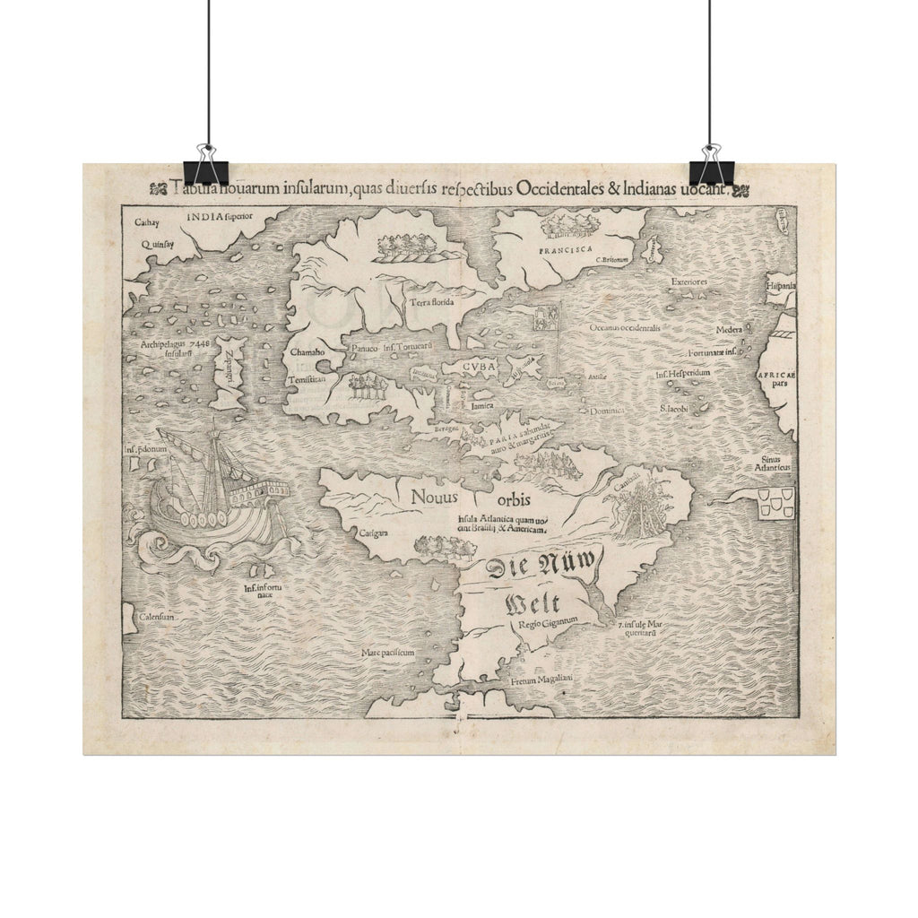 Americas Vintage Map (c. 1552) Rolled Poster | Antique Map Wall Art