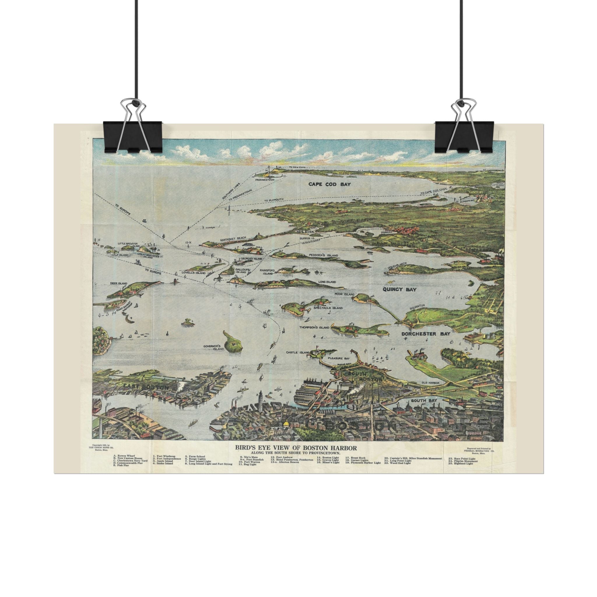 Boston Harbor (c. 1756) Historic City Map Rolled Poster | Vintage Map Wall Art