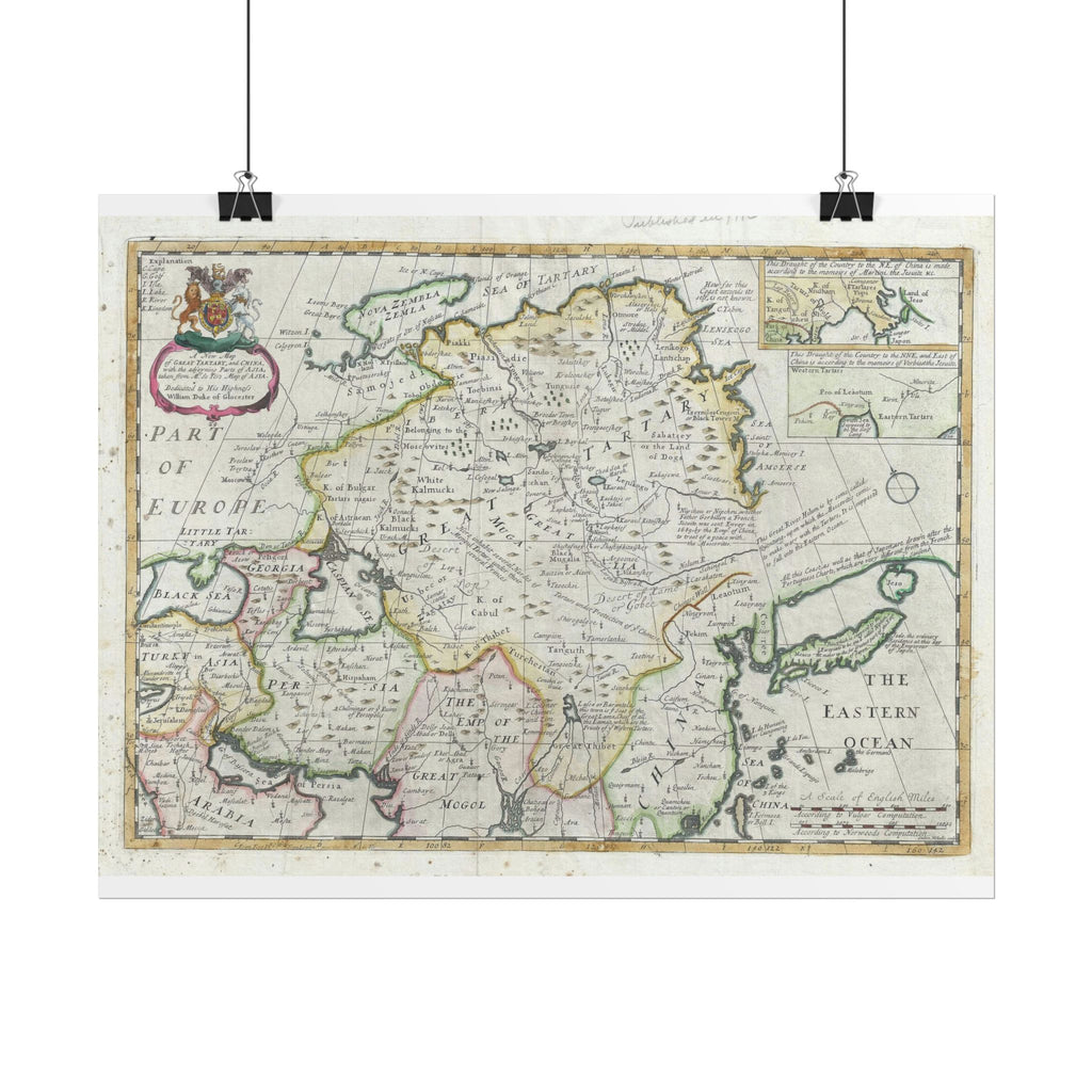 Tartary and China Historic Map (c.1712) Rolled Poster | Vintage Map Wall Art