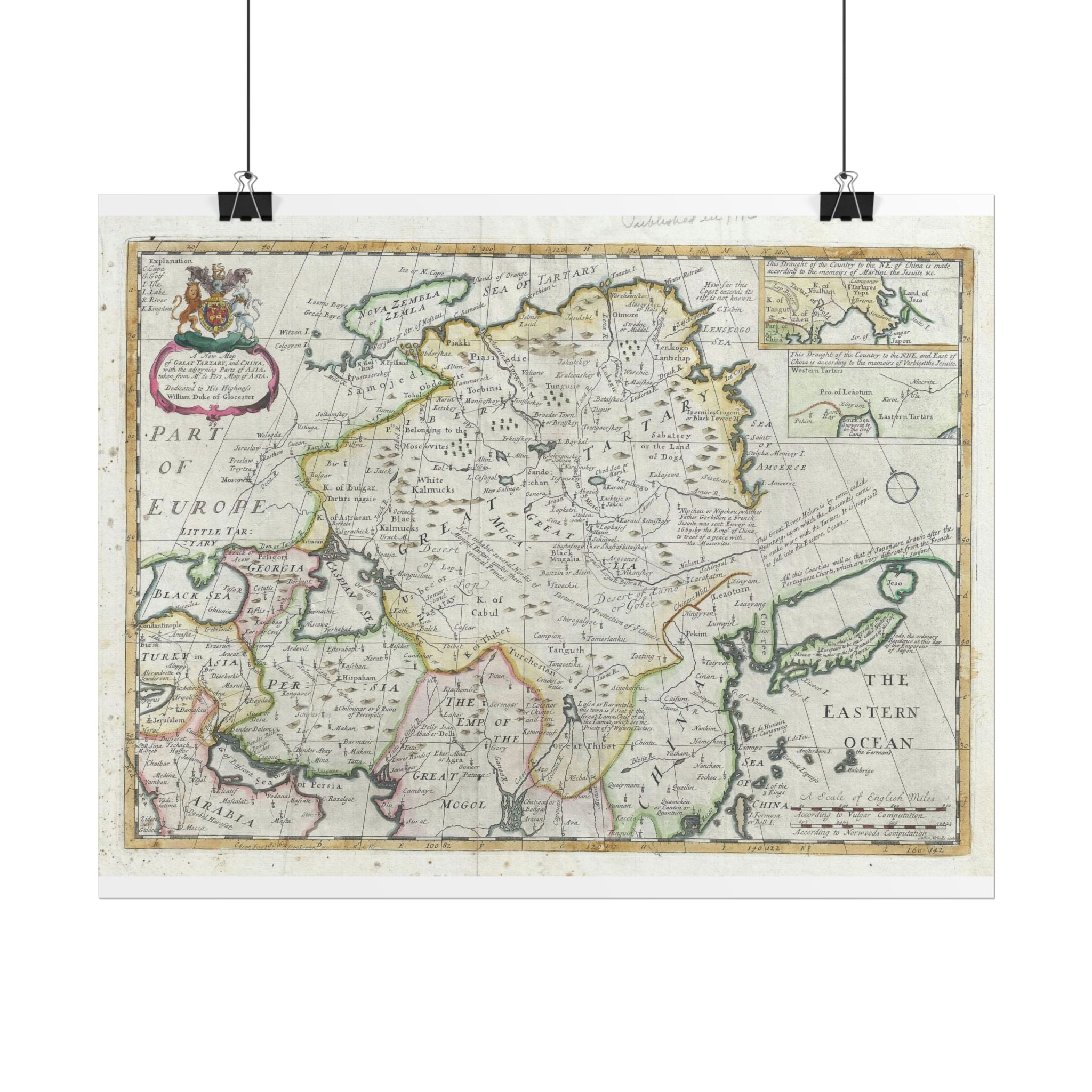 Tartary and China Historic Map (c.1712) Rolled Poster | Vintage Map Wall Art