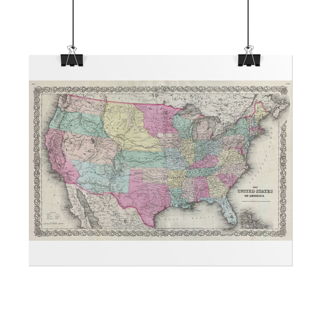 United States of America Historic Map (c. 1856) Rolled Poster | Vintage Map Wall Art