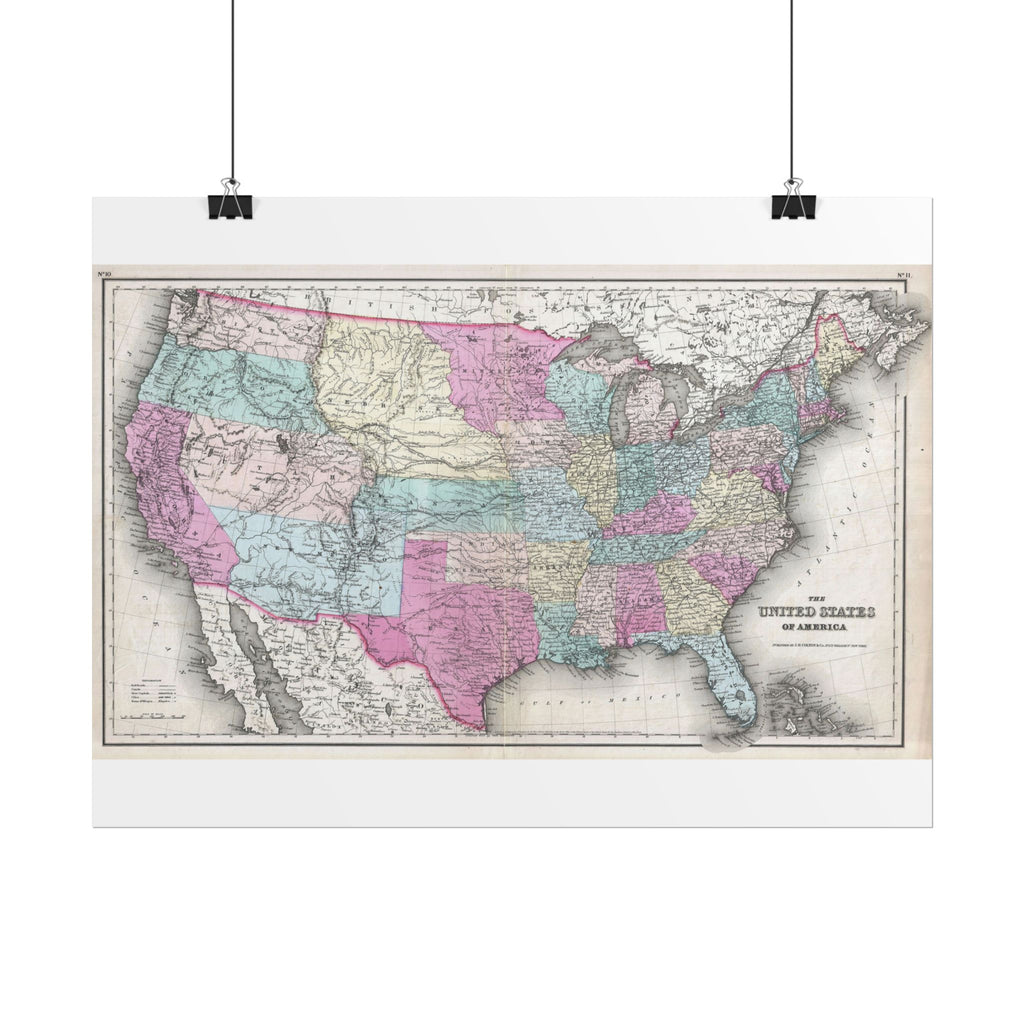United States of America Historic Map (c. 1857) Rolled Poster | Vintage Map Wall Art