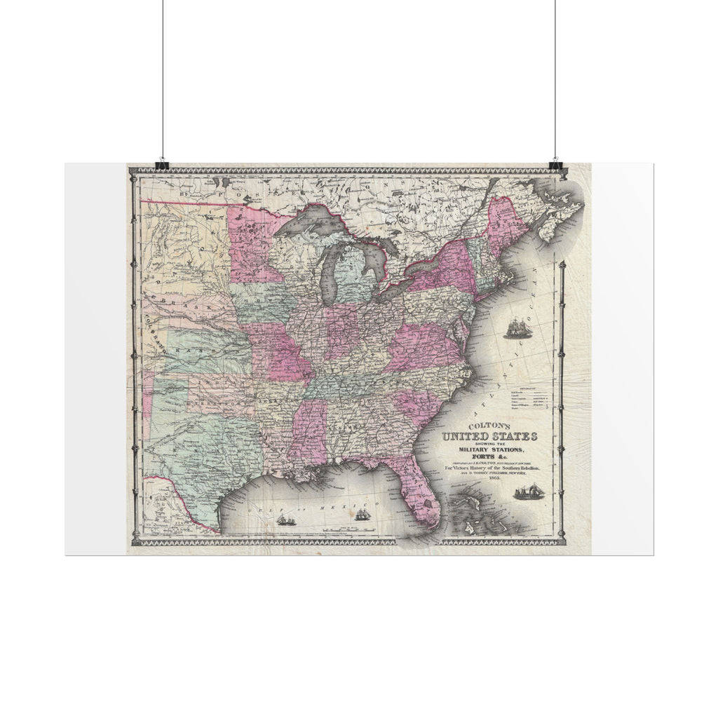 United States of America Historic Map (c. 1862) Rolled Poster | Vintage Map Wall Art