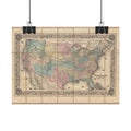 United States of America Historic Map (c. 1855) Rolled Poster | Vintage Map Wall Art