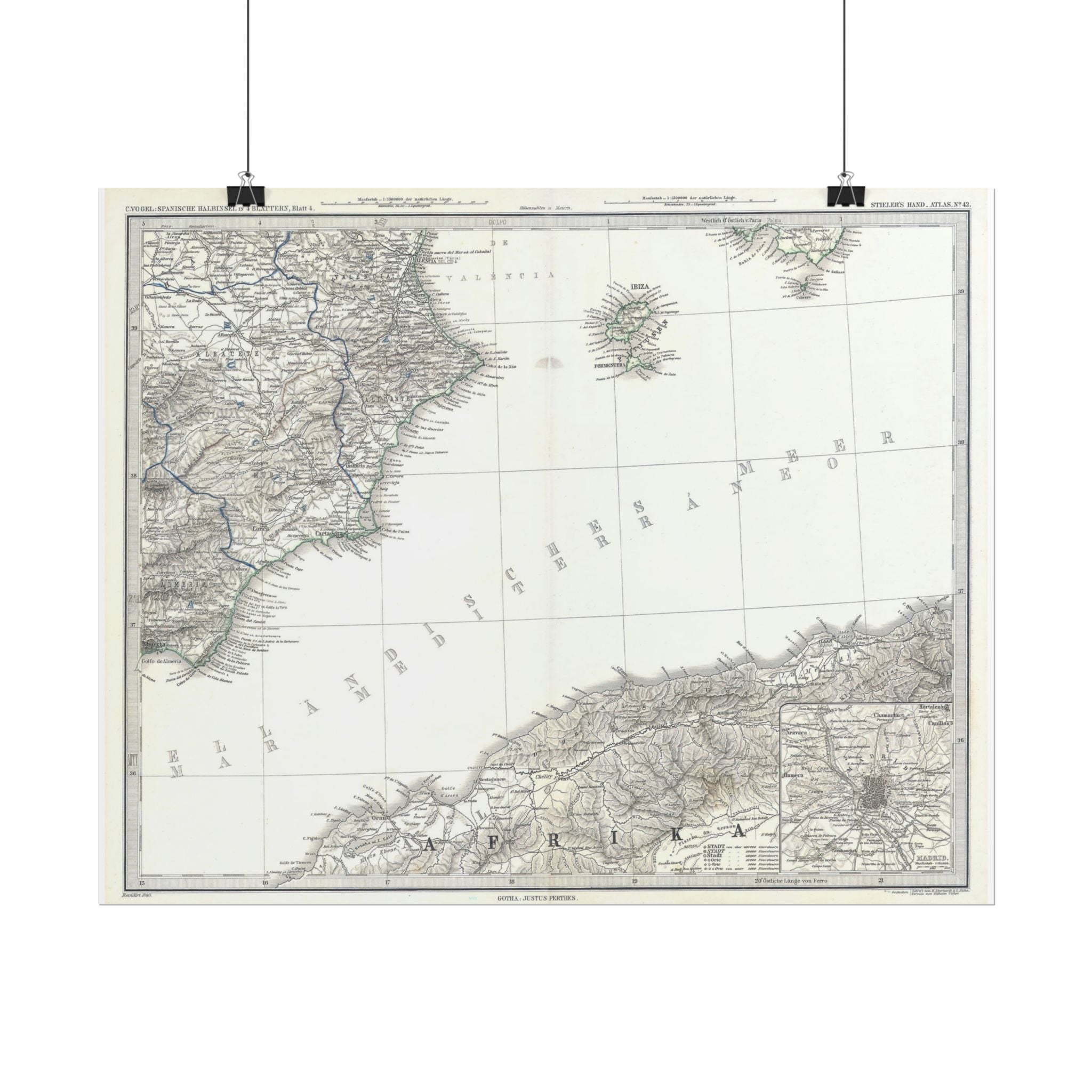 Ibiza, Spain Historic City Map (c. 1880) Rolled Poster | Vintage Map Wall Art