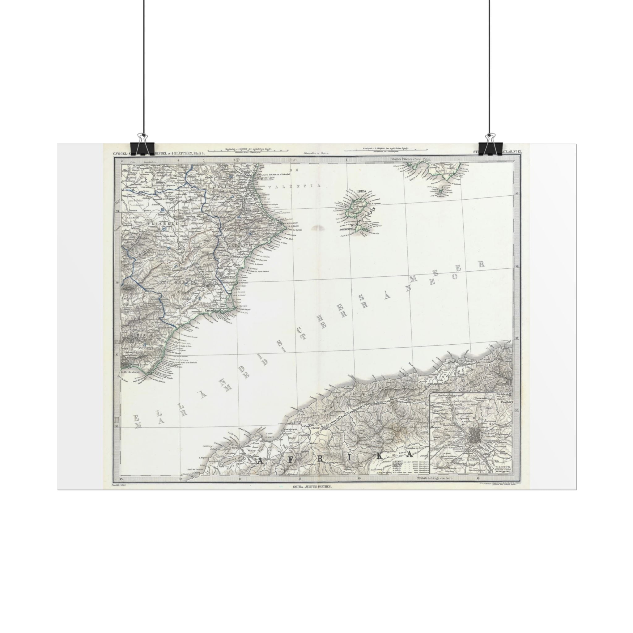 Ibiza, Spain Historic City Map (c. 1880) Rolled Poster | Vintage Map Wall Art