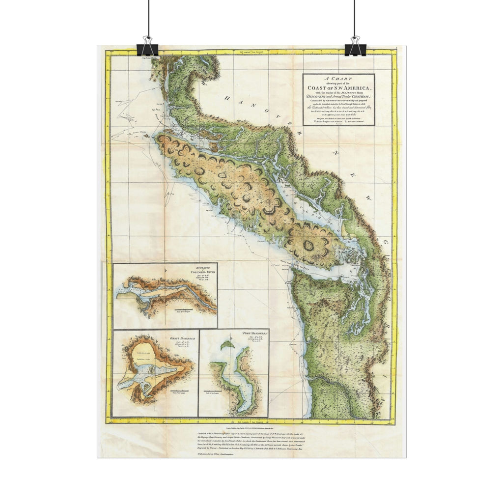 Vancouver, Canada Historic Map (c. 1798) Rolled Poster | Antique City Map Wall Art