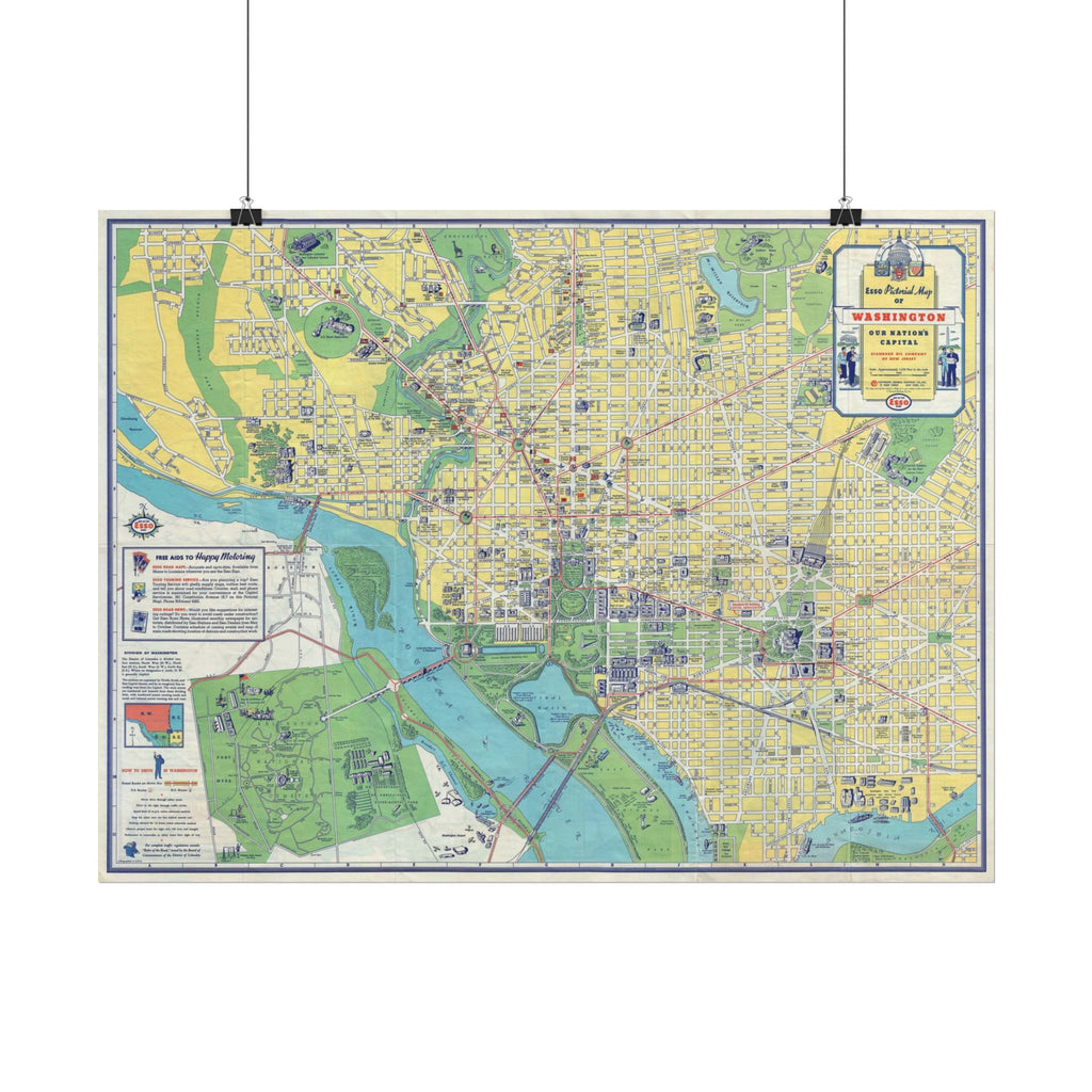 Washington DC (c. 1930s) Historic City Map Rolled Poster | Vintage Map Wall Art