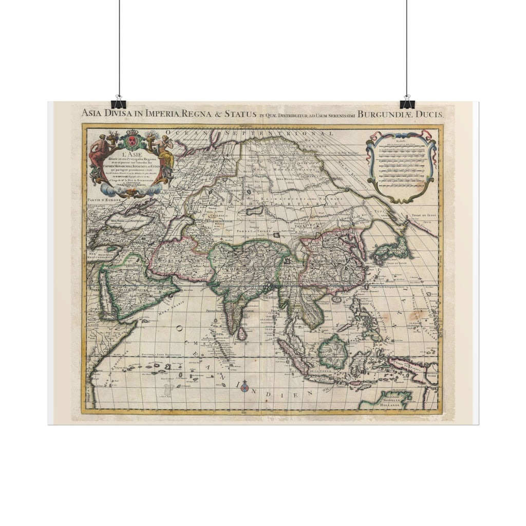 Asia and Grande Tartarie Historic World Map (c. 1730) Rolled Poster | Antique State Map Wall Art