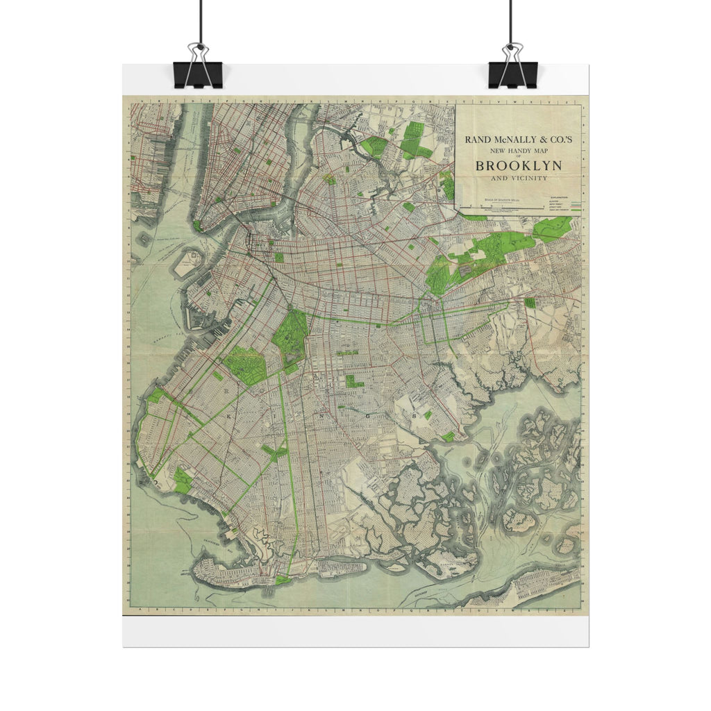 Brooklyn, New York Historic Map (c. 1911) Rolled Poster | Antique City Map Wall Art