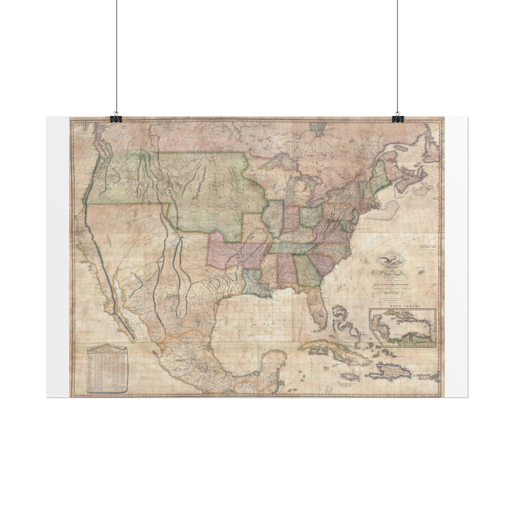 United States of America Historic Map (c. 1822) Rolled Poster | Vintage Map Wall Art