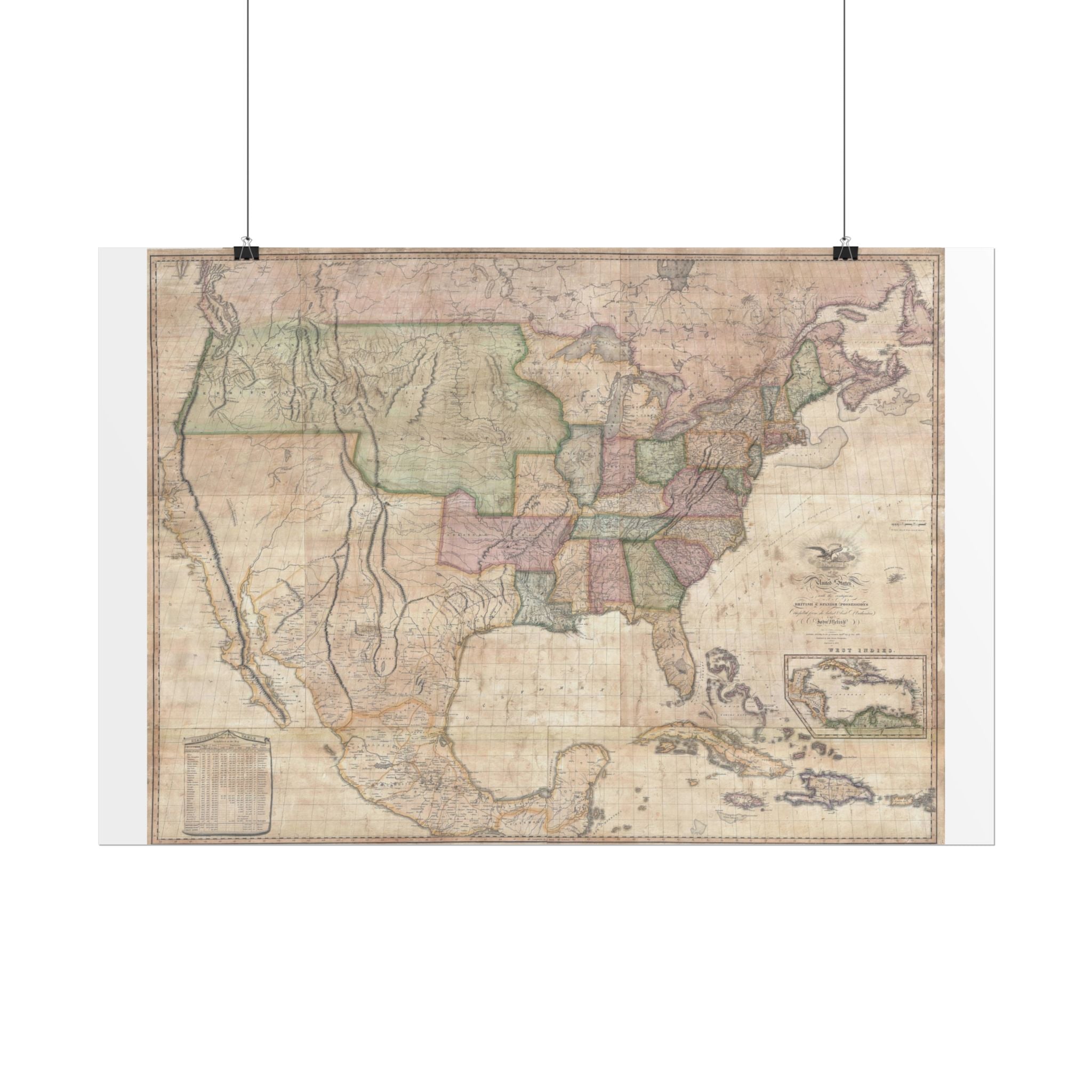 United States of America Historic Map (c. 1822) Rolled Poster | Vintage Map Wall Art