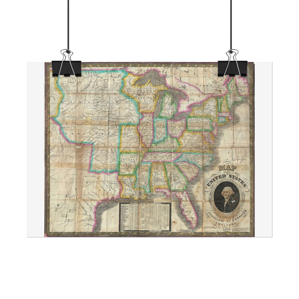 United States of America Historic Map (c. 1835) Rolled Poster | Vintage Map Wall Art