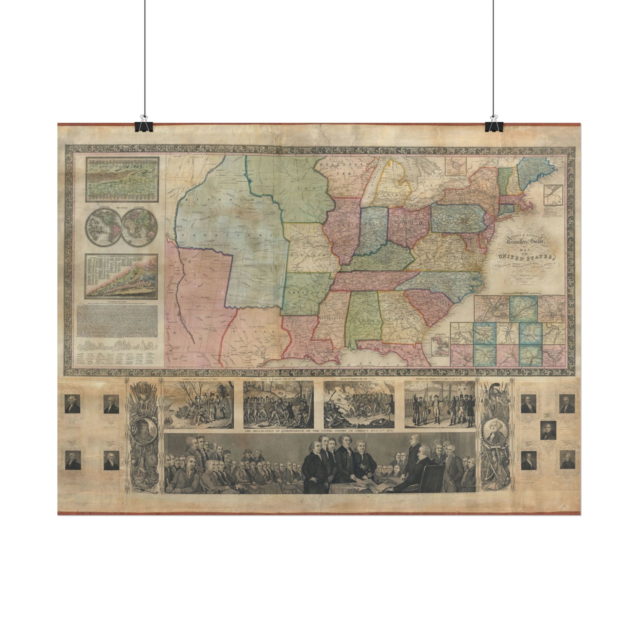 United States of America Historic Map (c. 1841) Rolled Poster | Vintage Map Wall Art