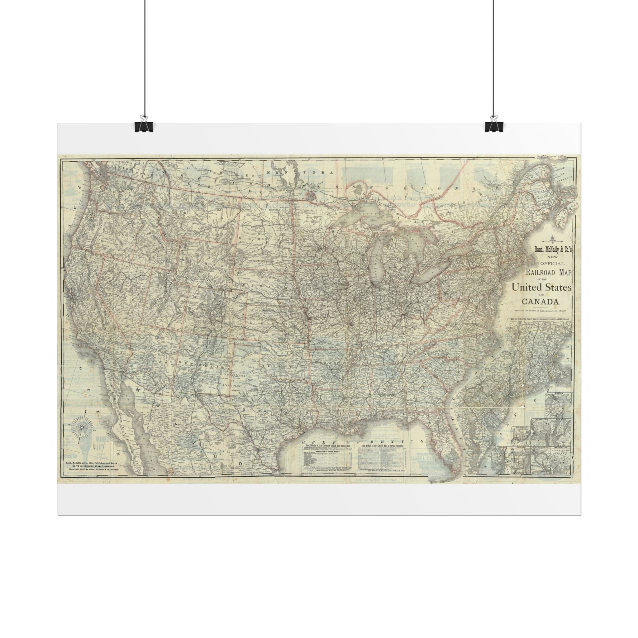 United States of America Historic Map (c. 1883) Rolled Poster | Vintage Map Wall Art